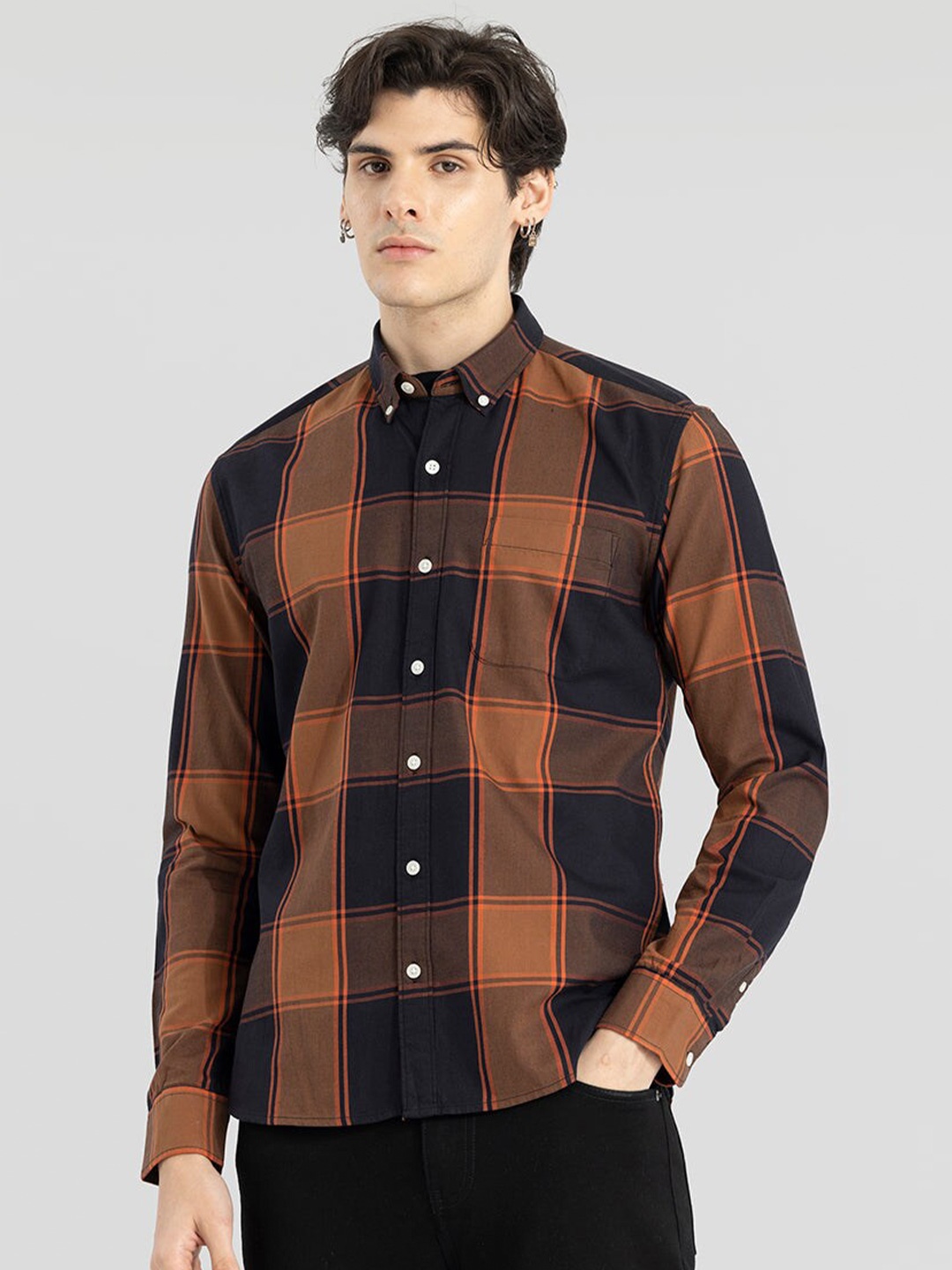Snitch Classic Slim Fit Tartan Checked Button Down Collar Pure Cotton Casual Shirt, Brown
Snitch Classic Slim Fit Tartan Checked Button Down Collar Pure Cotton Casual Shirt, Brown