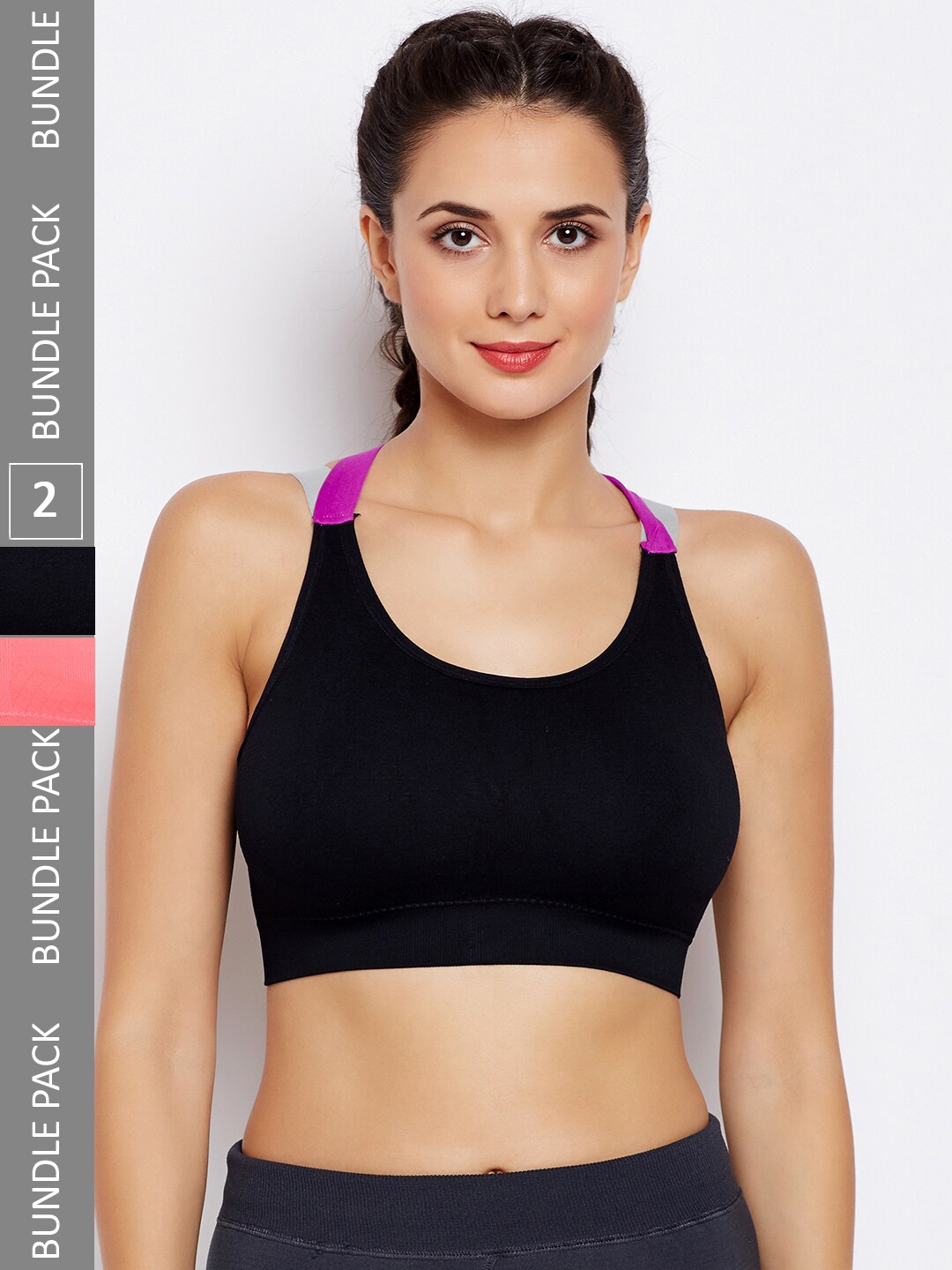 Lebami Pack Of 2 Full Coverage Lightly Padded Dry Fit Workout Bra With All Day Comfort, Black
Lebami Pack Of 2 Full Coverage Lightly Padded Dry Fit Workout Bra With All Day Comfort, Black