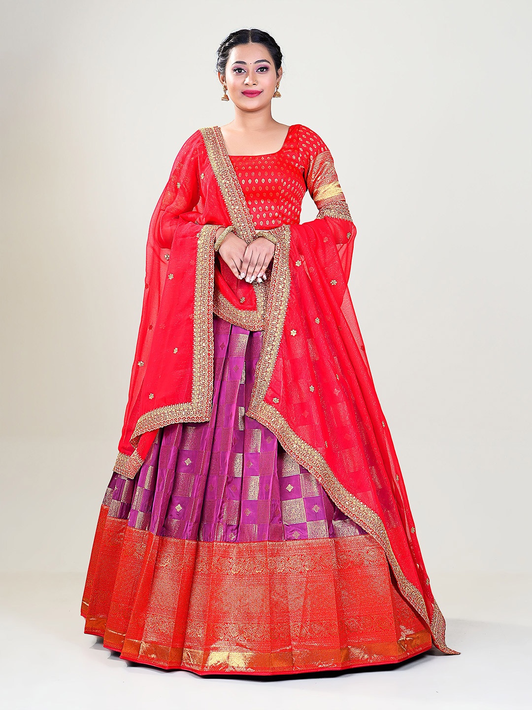 HALFSAREE STUDIO Woven Design Semi-Stitched Lehenga & Unstitched Blouse With Dupatta, Purple
HALFSAREE STUDIO Woven Design Semi-Stitched Lehenga & Unstitched Blouse With Dupatta, Purple