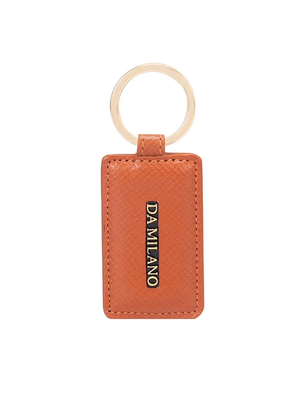 Da Milano Textured Metal Key chain, Brown