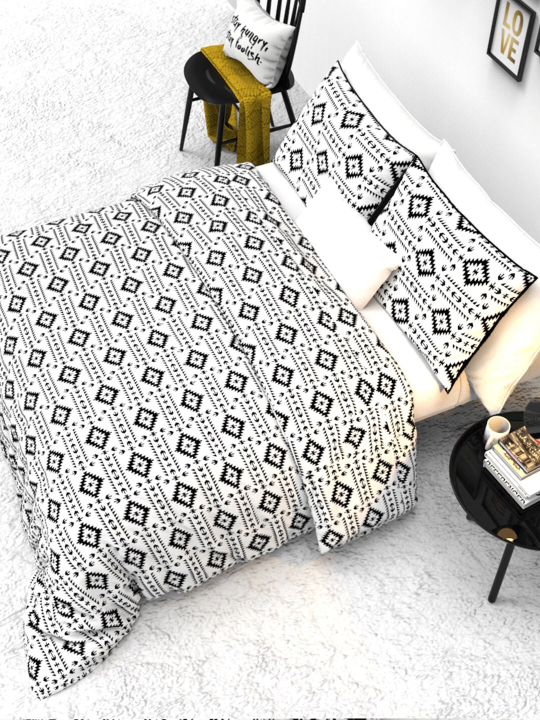 THE WHITE MOSS Ebony and Ivory White Cotton 160 TC King Bedsheet with 2 Pillow Covers
THE WHITE MOSS Ebony and Ivory White Cotton 160 TC King Bedsheet with 2 Pillow Covers