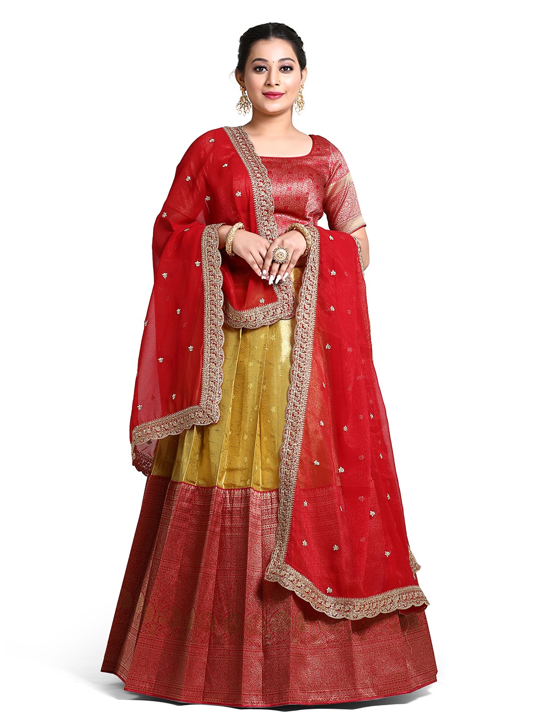 HALFSAREE STUDIO Woven Design Semi-Stitched Lehenga & Unstitched Blouse With Dupatta, Red
HALFSAREE STUDIO Woven Design Semi-Stitched Lehenga & Unstitched Blouse With Dupatta, Red
