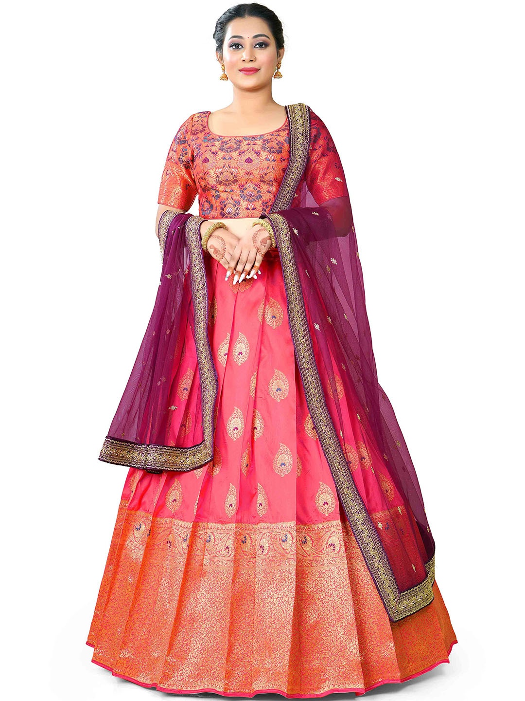 HALFSAREE STUDIO Woven Design Silk Semi-Stitched Lehenga & Unstitched Blouse With Dupatta, Pink
HALFSAREE STUDIO Woven Design Silk Semi-Stitched Lehenga & Unstitched Blouse With Dupatta, Pink