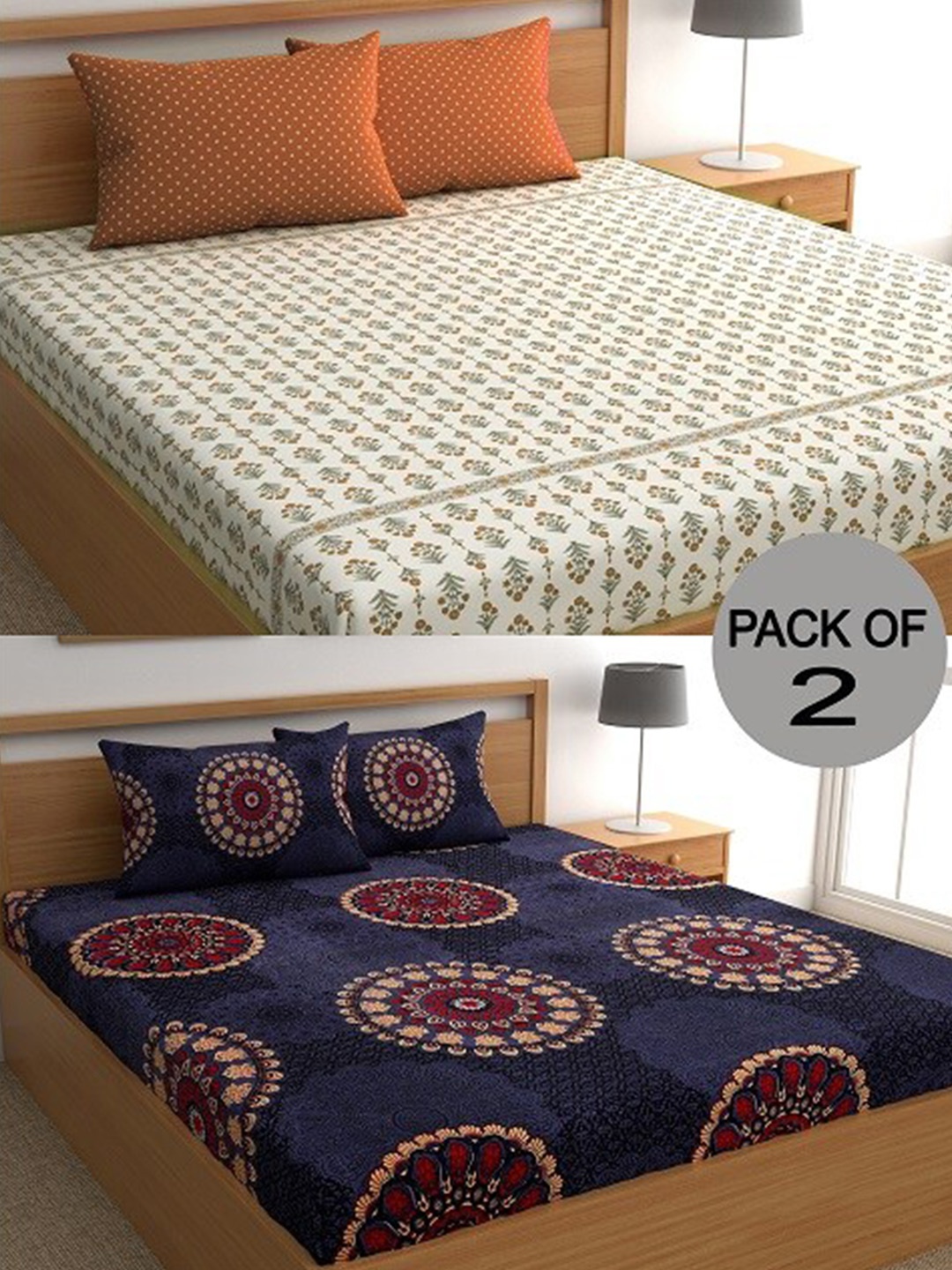 CHHAVI INDIA Orange Ethnic Motifs Polycotton 210 TC 2 Queen Bedsheet & 4 Pillow Covers
CHHAVI INDIA Orange Ethnic Motifs Polycotton 210 TC 2 Queen Bedsheet & 4 Pillow Covers