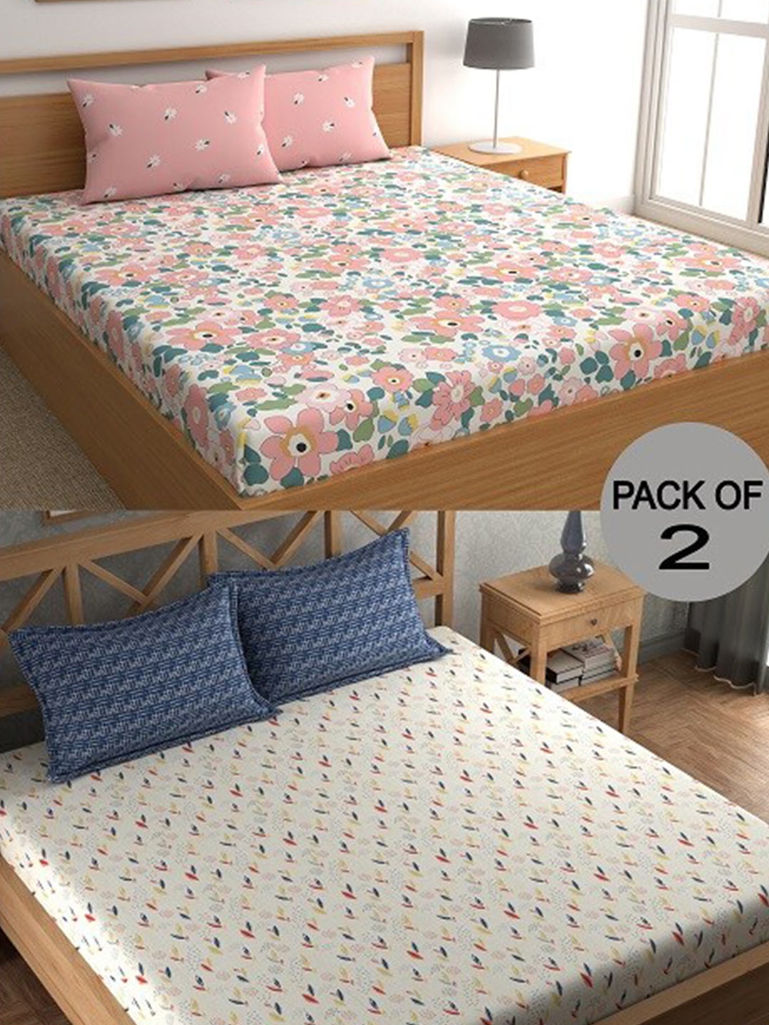 CHHAVI INDIA Pink & Pink Floral Polycotton 210 TC 2 Queen Bedsheet With 4 Pillow Covers
CHHAVI INDIA Pink & Pink Floral Polycotton 210 TC 2 Queen Bedsheet With 4 Pillow Covers