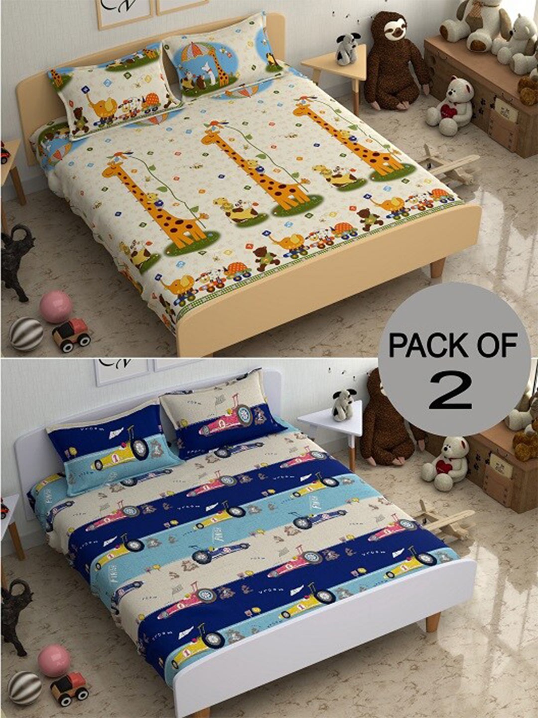 CHHAVI INDIA Beige & Blue Graphic Polycotton 210 TC 2 Queen Bedsheet With 4 Pillow Covers
CHHAVI INDIA Beige & Blue Graphic Polycotton 210 TC 2 Queen Bedsheet With 4 Pillow Covers