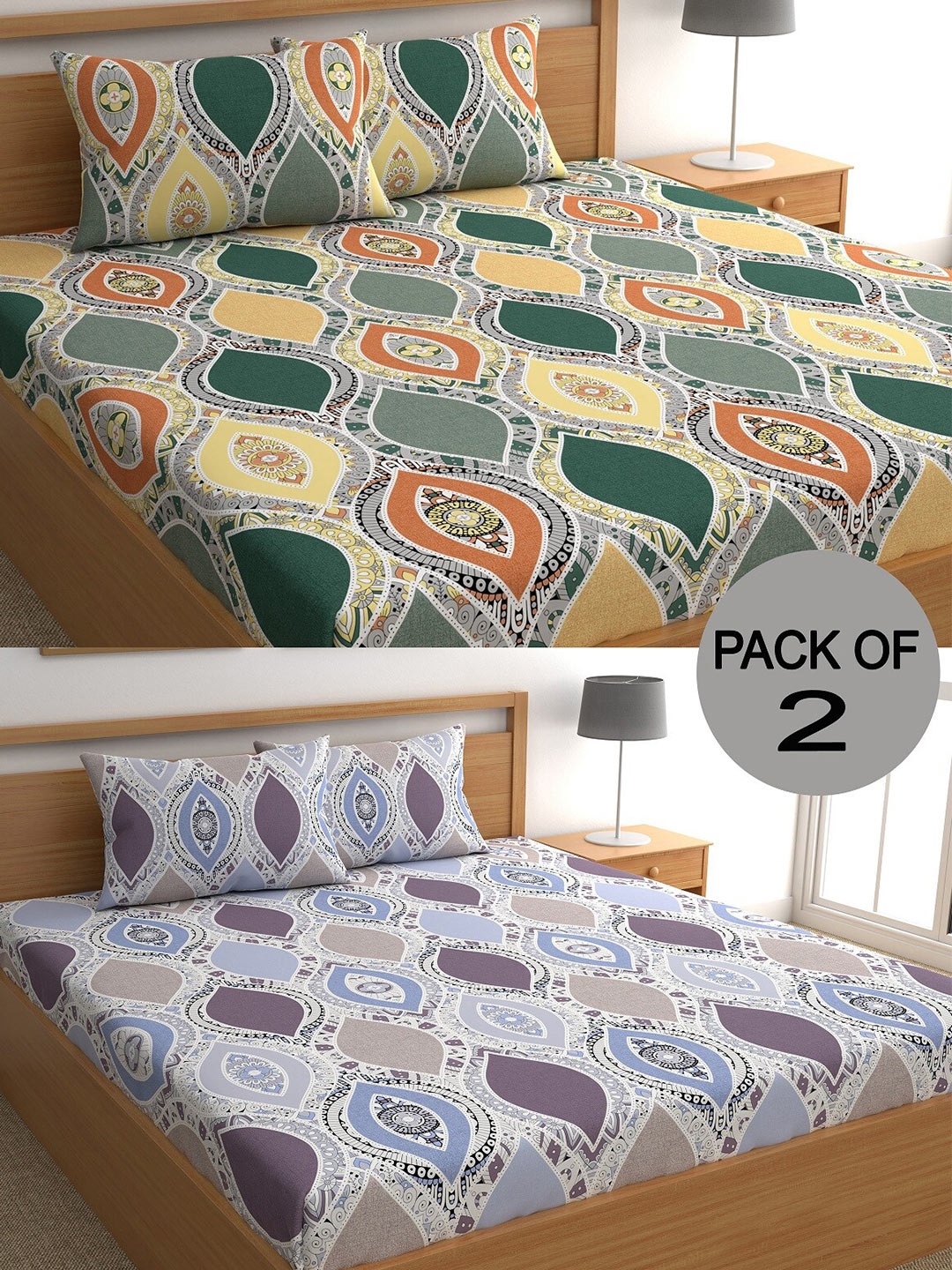 CHHAVI INDIA Beige & Grey Ethnic Motifs 210 TC 2 Queen Bedsheet with 4 Pillow Covers
CHHAVI INDIA Beige & Grey Ethnic Motifs 210 TC 2 Queen Bedsheet with 4 Pillow Covers