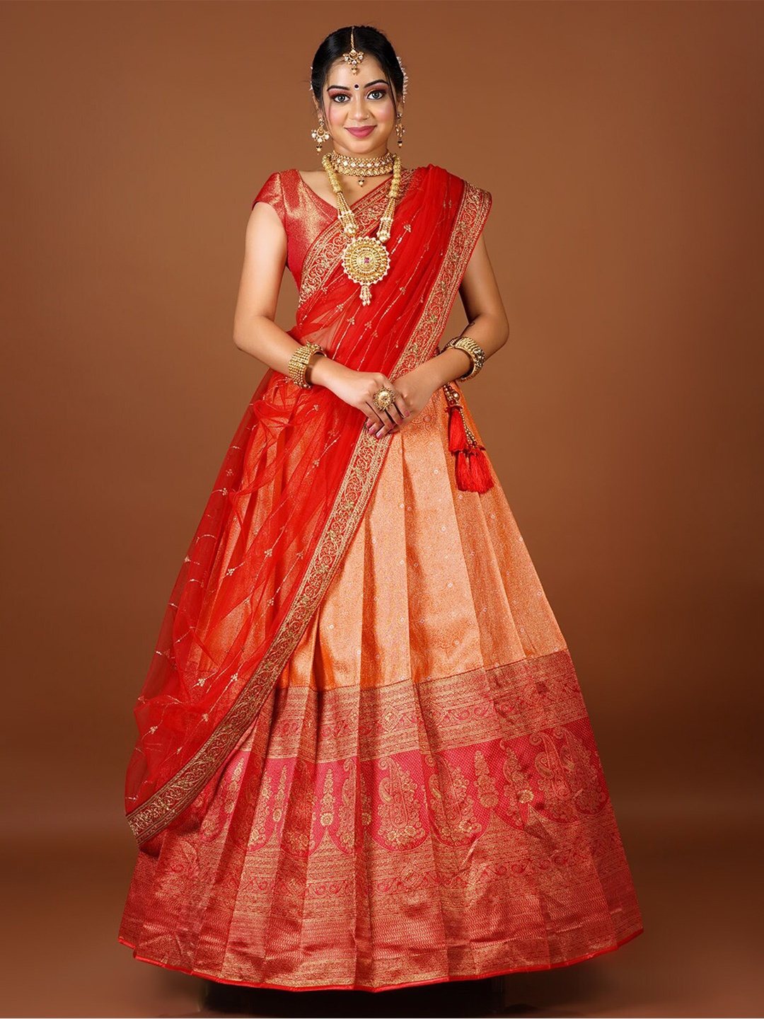 HALFSAREE STUDIO Woven Design Semi-Stitched Lehenga & Unstitched Blouse With Dupatta, Orange
HALFSAREE STUDIO Woven Design Semi-Stitched Lehenga & Unstitched Blouse With Dupatta, Orange