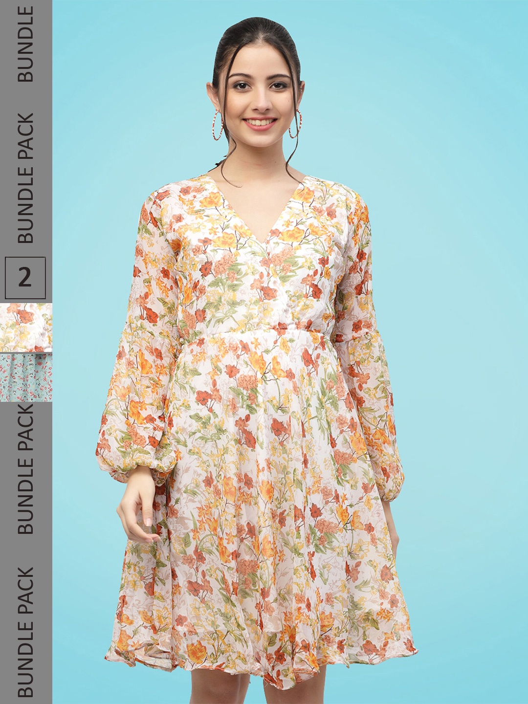 MISS AYSE Pack Of 2 Floral Printed Puffed Sleeves Georgette Fit & Flare Maxi Dresses, White
MISS AYSE Pack Of 2 Floral Printed Puffed Sleeves Georgette Fit & Flare Maxi Dresses, White