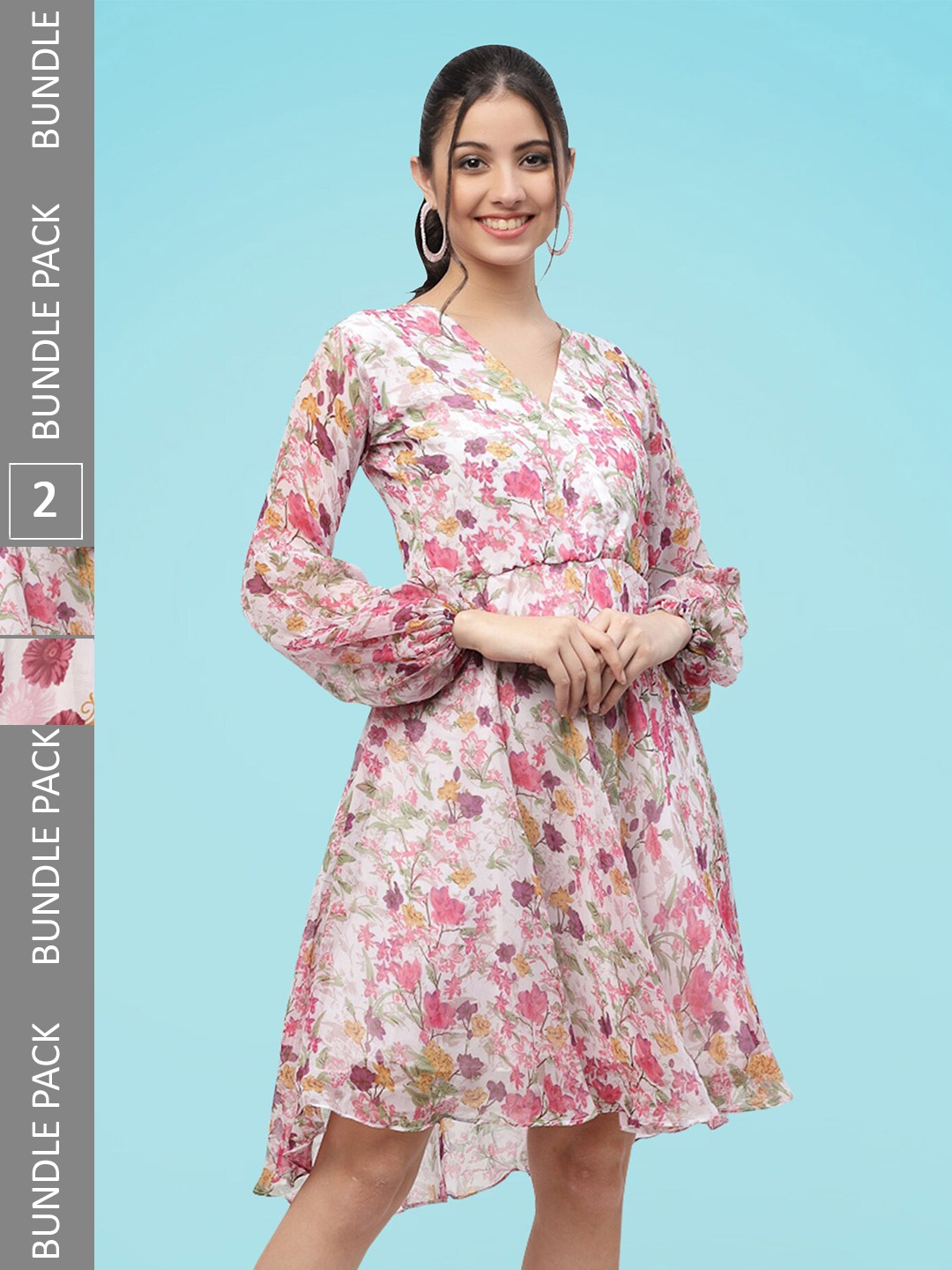 MISS AYSE Pack Of 2 Floral Printed Puffed Sleeves Georgette Fit & Flare Maxi Dresses, Pink
MISS AYSE Pack Of 2 Floral Printed Puffed Sleeves Georgette Fit & Flare Maxi Dresses, Pink