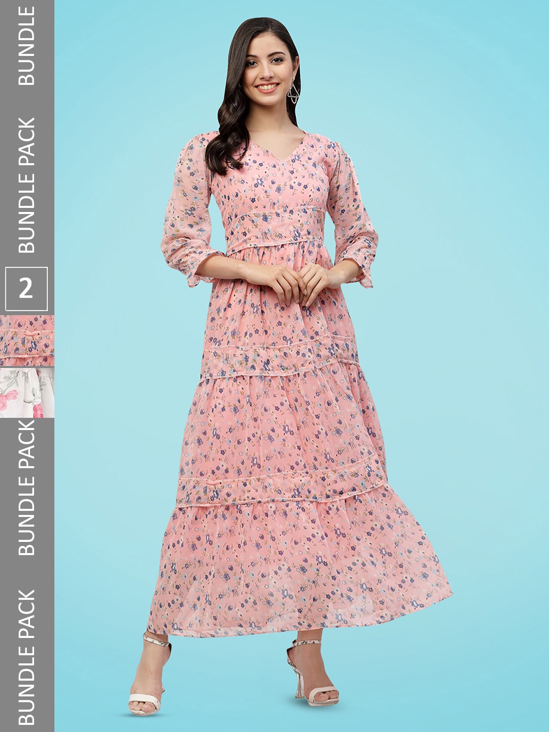 MISS AYSE Pack Of 2 Floral Printed Bell Sleeves Georgette Fit & Flare Maxi Dresses, Pink
MISS AYSE Pack Of 2 Floral Printed Bell Sleeves Georgette Fit & Flare Maxi Dresses, Pink