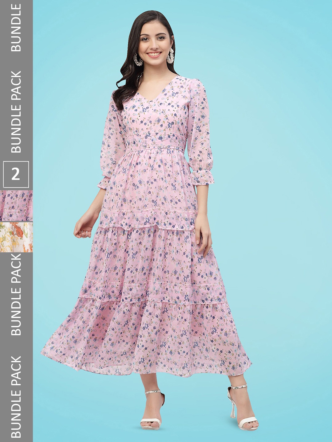 MISS AYSE Pack Of 2 Floral Printed Bell Sleeves Georgette Fit & Flare Maxi Dresses, Pink
MISS AYSE Pack Of 2 Floral Printed Bell Sleeves Georgette Fit & Flare Maxi Dresses, Pink