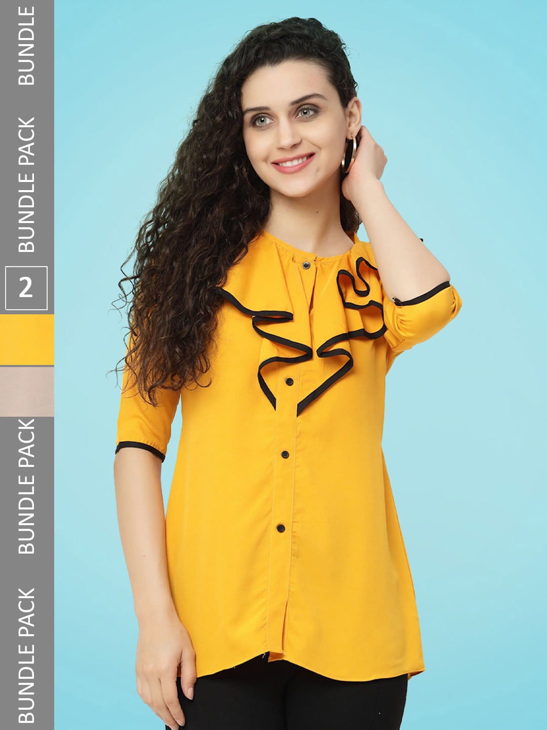 MISS AYSE Pack Of 2 Regular Tops, Yellow