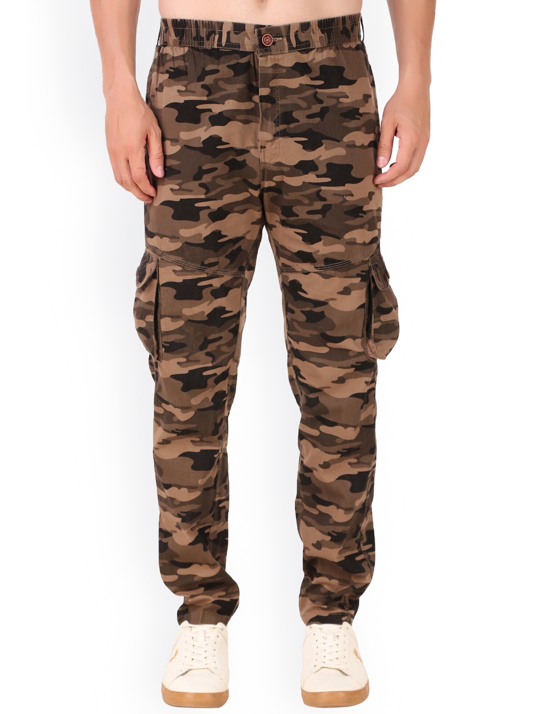 PLUS 91 Men Mid-Rise Camouflage Printed Relaxed Fit Easy Wash Cotton Cargos Trousers, Brown
PLUS 91 Men Mid-Rise Camouflage Printed Relaxed Fit Easy Wash Cotton Cargos Trousers, Brown