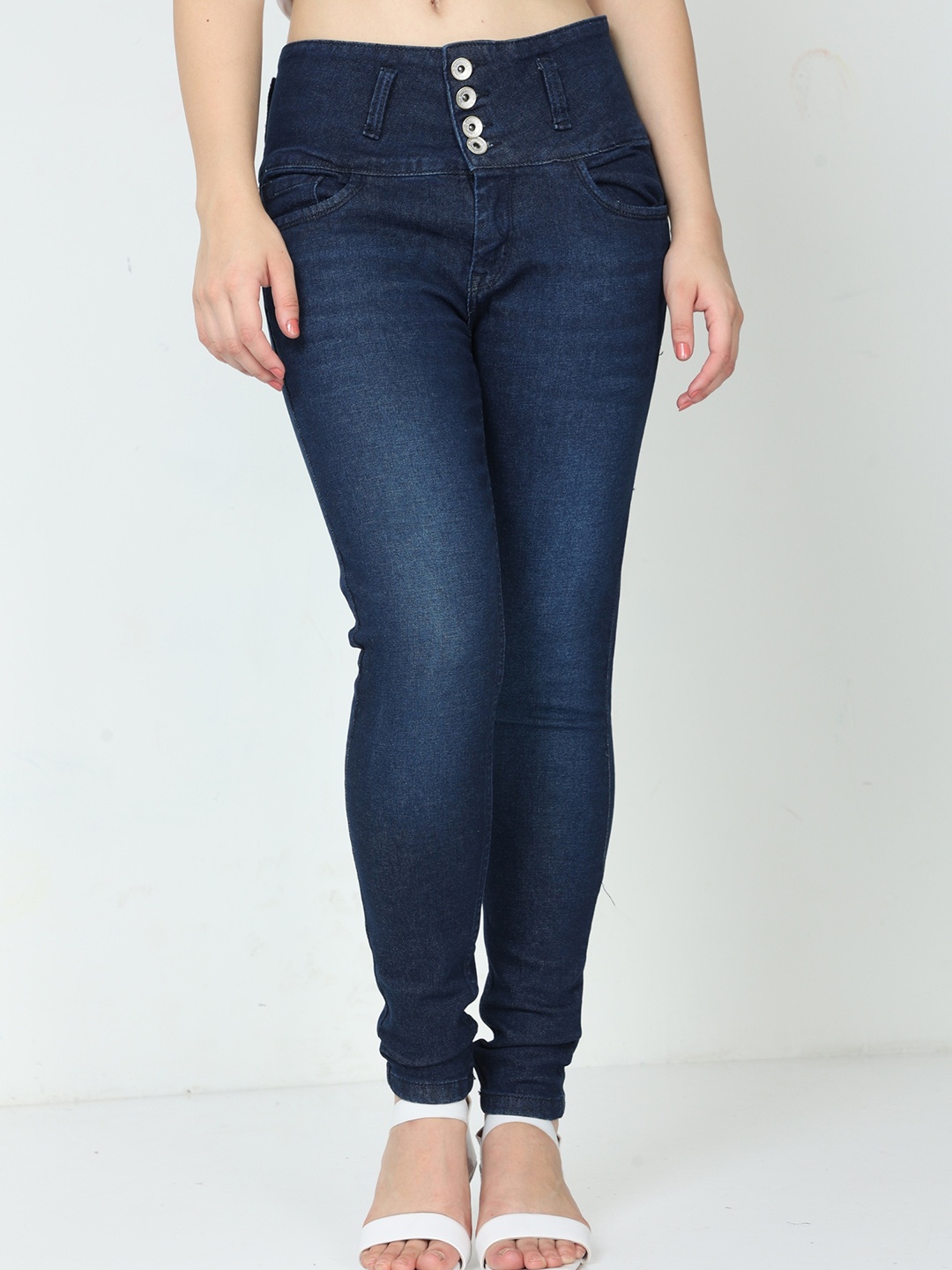 Bottums Women Skinny Fit High-Rise Clean Look Light Fade Stretchable Jeans, Navy blue
Bottums Women Skinny Fit High-Rise Clean Look Light Fade Stretchable Jeans, Navy blue