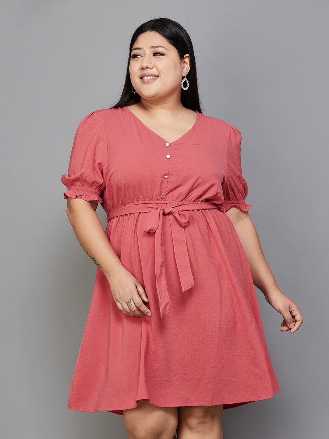 Nexus by Lifestyle Plus Size V-Neck Puff Sleeves Flounce Hem Pleated A-Line Midi Dress, Rust
Nexus by Lifestyle Plus Size V-Neck Puff Sleeves Flounce Hem Pleated A-Line Midi Dress, Rust