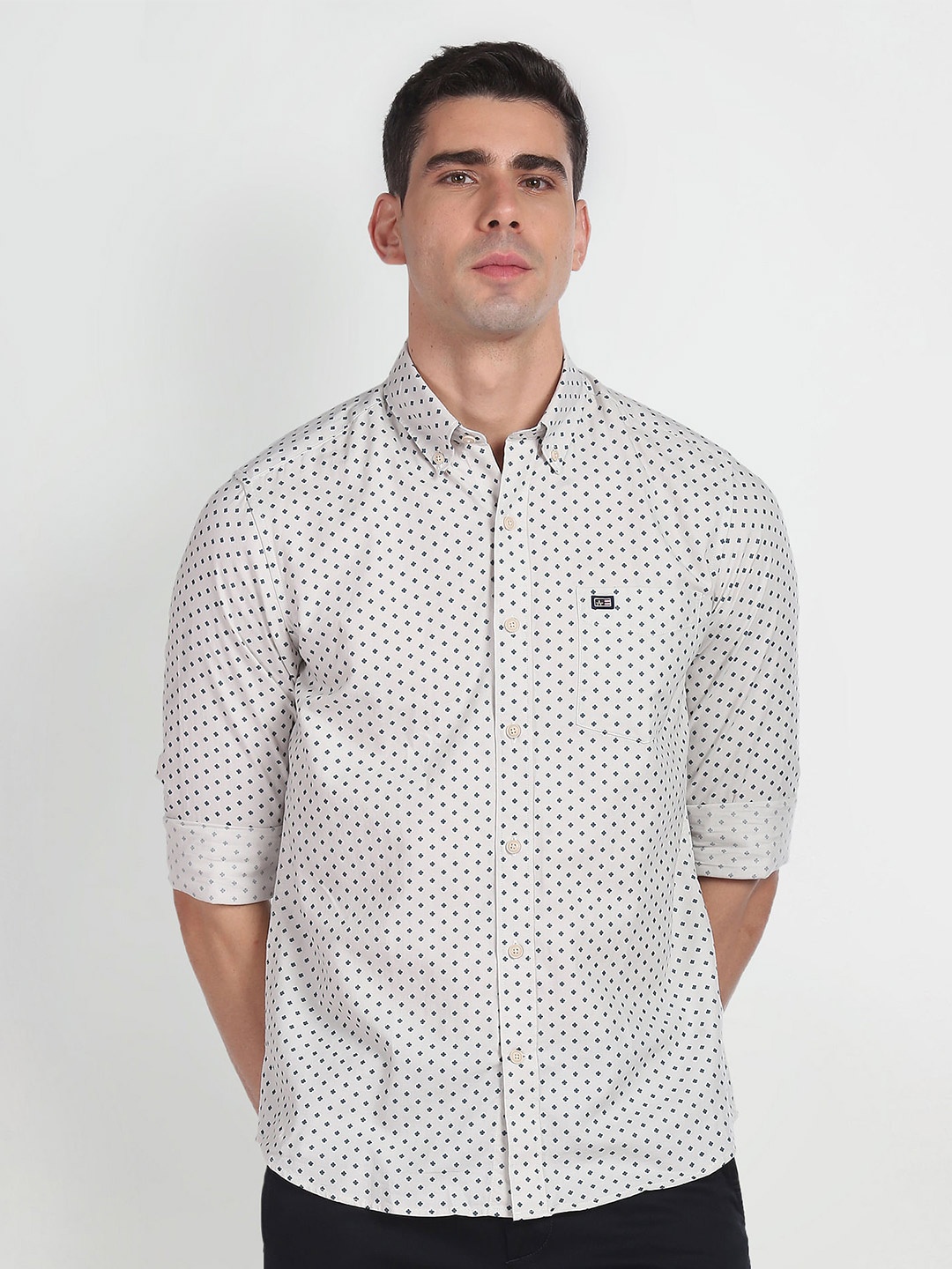 Arrow Sport Slim Fit Micro Ditsy Printed Herringbone Pure Cotton Casual Shirt, White
Arrow Sport Slim Fit Micro Ditsy Printed Herringbone Pure Cotton Casual Shirt, White