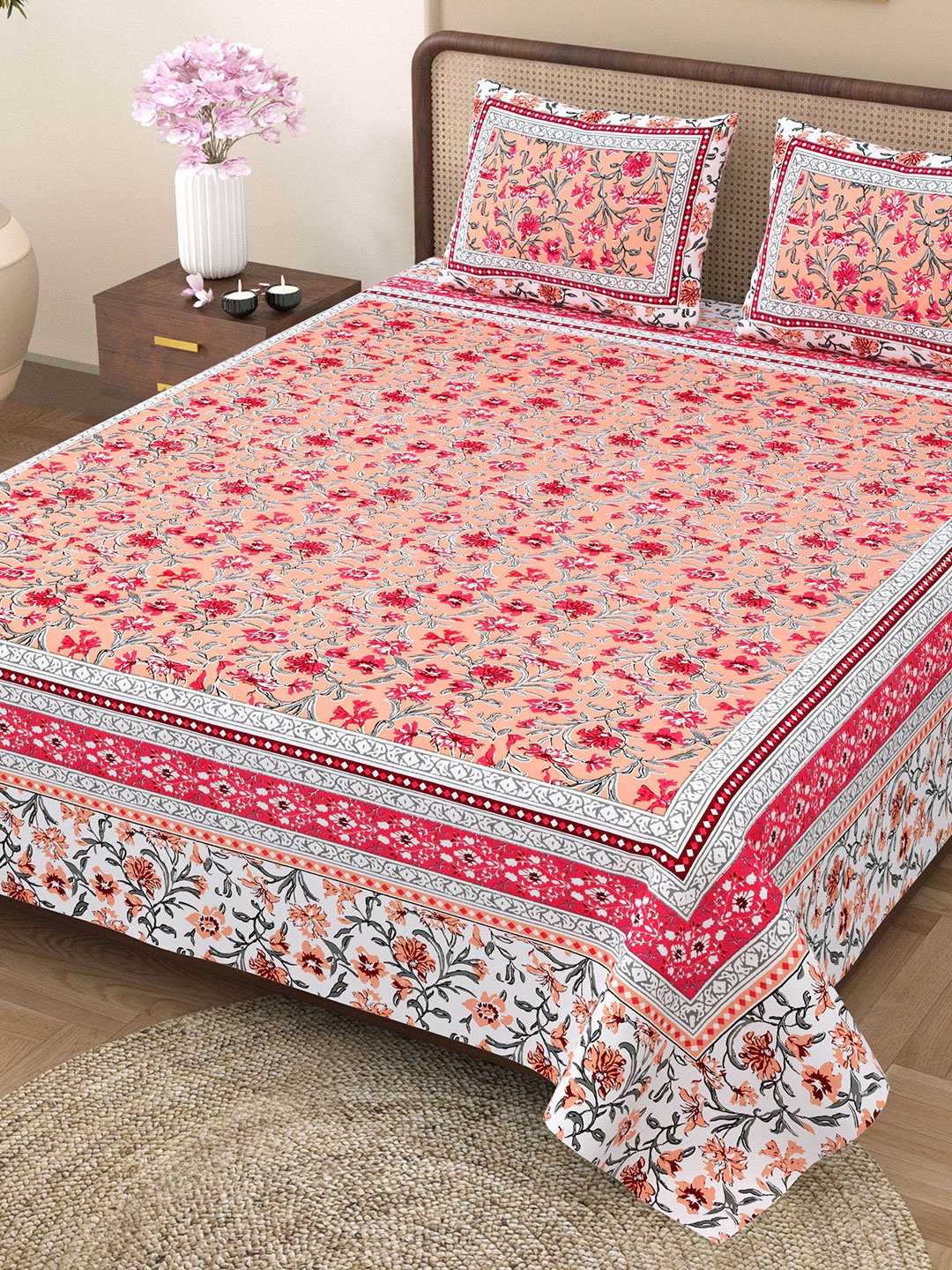Rajasthanikart Orange Ethnic Motifs Pure Cotton 144 TC King Bedsheet with 2 Pillow Covers
Rajasthanikart Orange Ethnic Motifs Pure Cotton 144 TC King Bedsheet with 2 Pillow Covers