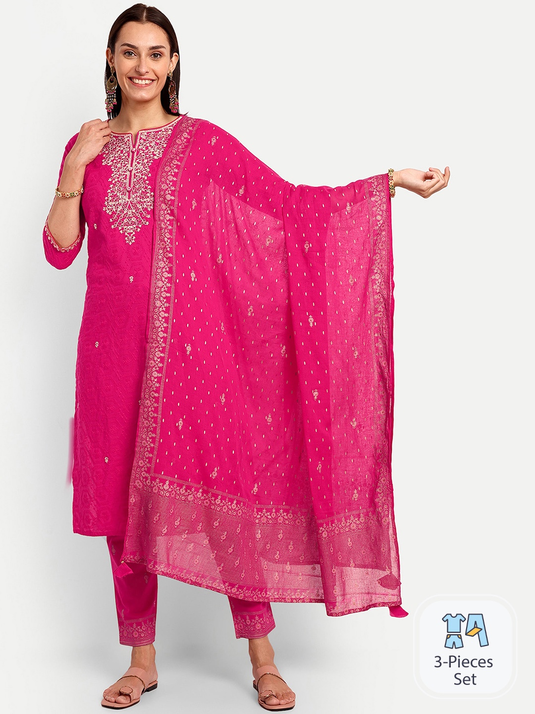 KAVITA GUPTA Ethnic Motifs Embroidered Pure Cotton Kurta Set With Dupatta, Fuchsia
KAVITA GUPTA Ethnic Motifs Embroidered Pure Cotton Kurta Set With Dupatta, Fuchsia