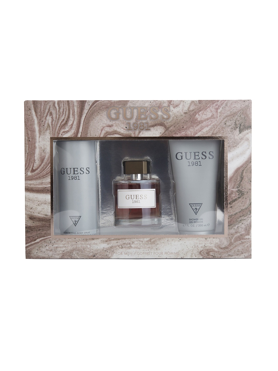 Guess Men 1981 Gift Set Eau de Toilette 100ml - Shower Gel 200ml & Body Spray 170g, Transparent
Guess Men 1981 Gift Set Eau de Toilette 100ml - Shower Gel 200ml & Body Spray 170g, Transparent