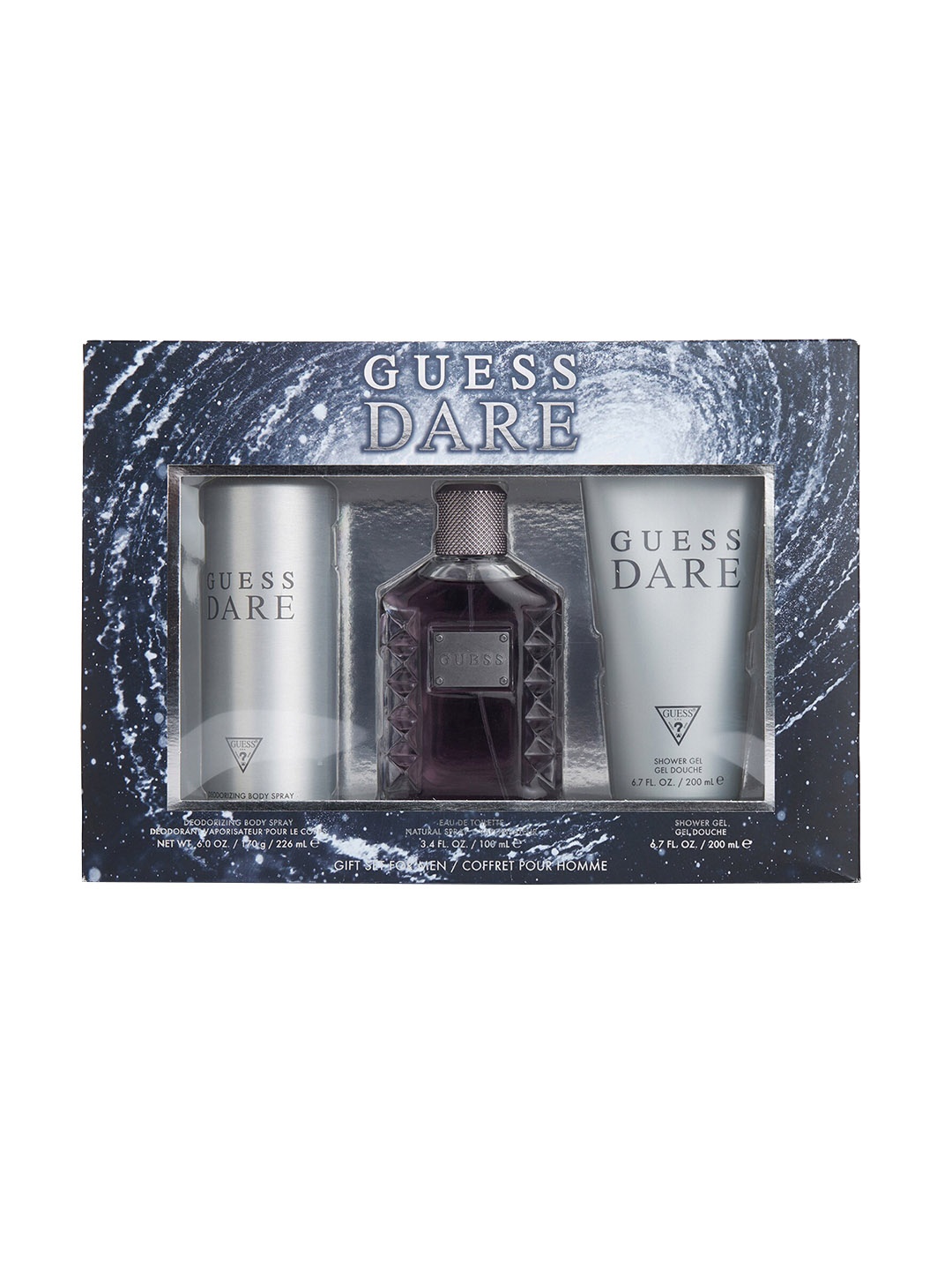 Guess Men Dare Gift Set Eau de Toilette 100ml - Shower Gel 200ml & Body Spray 170g, Black
Guess Men Dare Gift Set Eau de Toilette 100ml - Shower Gel 200ml & Body Spray 170g, Black