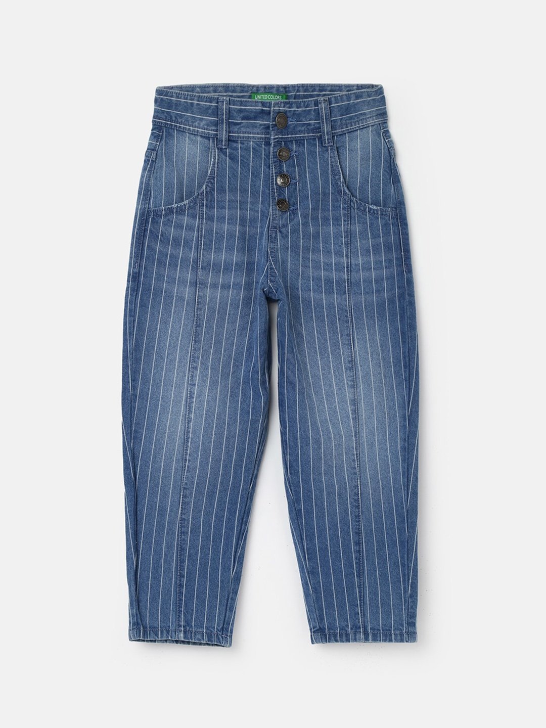 United Colors of Benetton Girls Slouchy Fit Striped Light Fade Cotton Jeans, Blue
United Colors of Benetton Girls Slouchy Fit Striped Light Fade Cotton Jeans, Blue