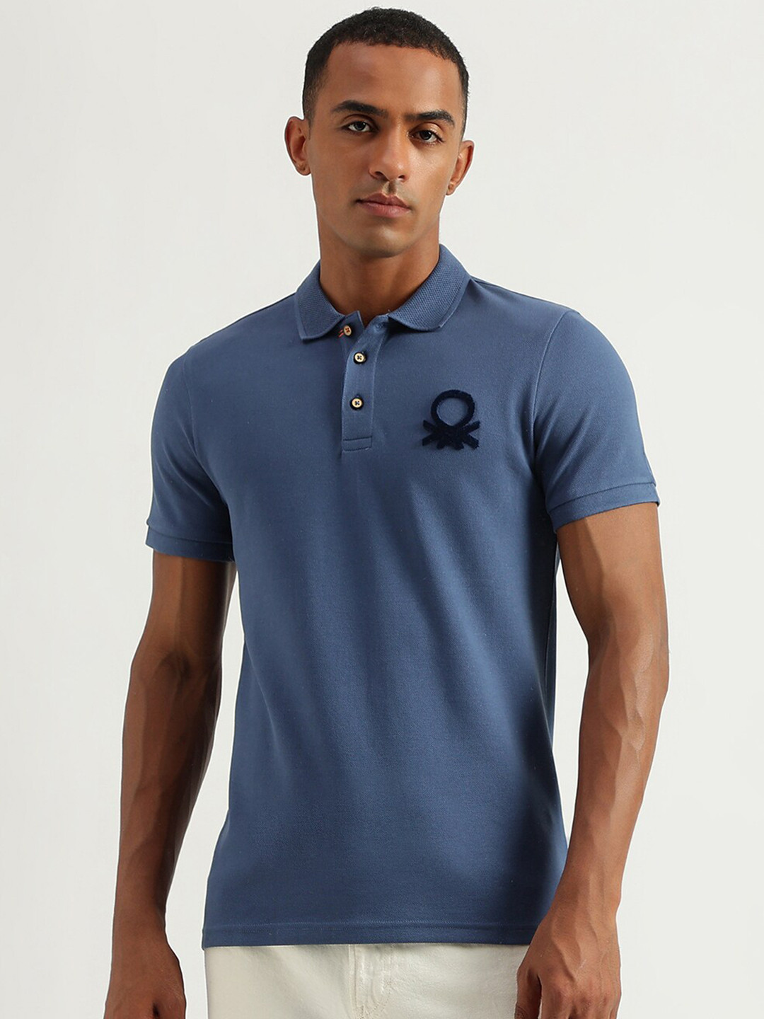 United Colors of Benetton Polo Collar Cotton T-shirt, Blue 
United Colors of Benetton Polo Collar Cotton T-shirt, Blue