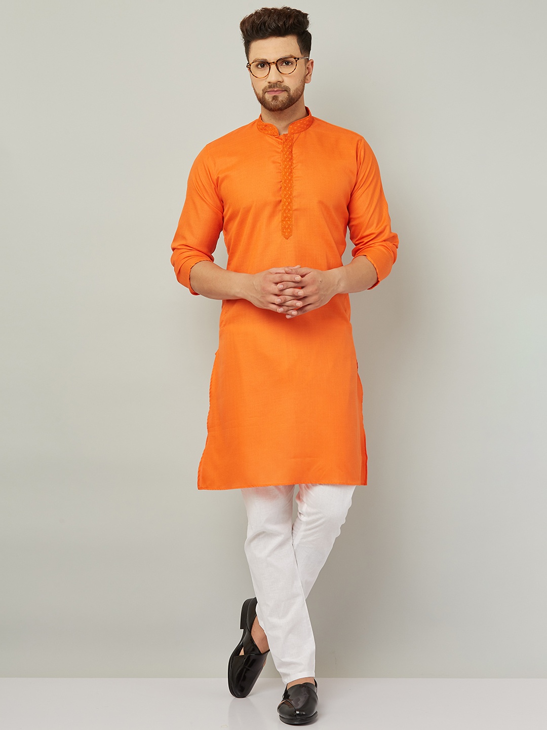 Armaan Ethnic Mandarin Collar Long Sleeve Regular Pure Cotton Kurta With Pyjamas, Orange
Armaan Ethnic Mandarin Collar Long Sleeve Regular Pure Cotton Kurta With Pyjamas, Orange