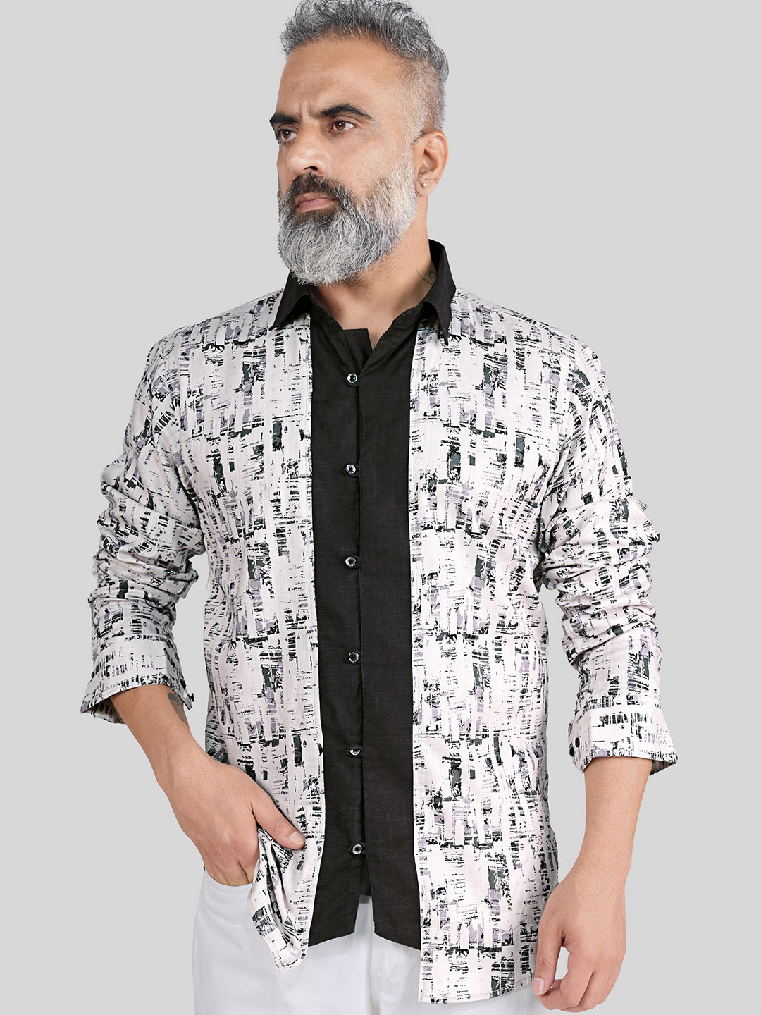 FRENCH CROWN Standard Abstract Printed Spread Collar Monochrome Cotton Casual Shirt, White
FRENCH CROWN Standard Abstract Printed Spread Collar Monochrome Cotton Casual Shirt, White