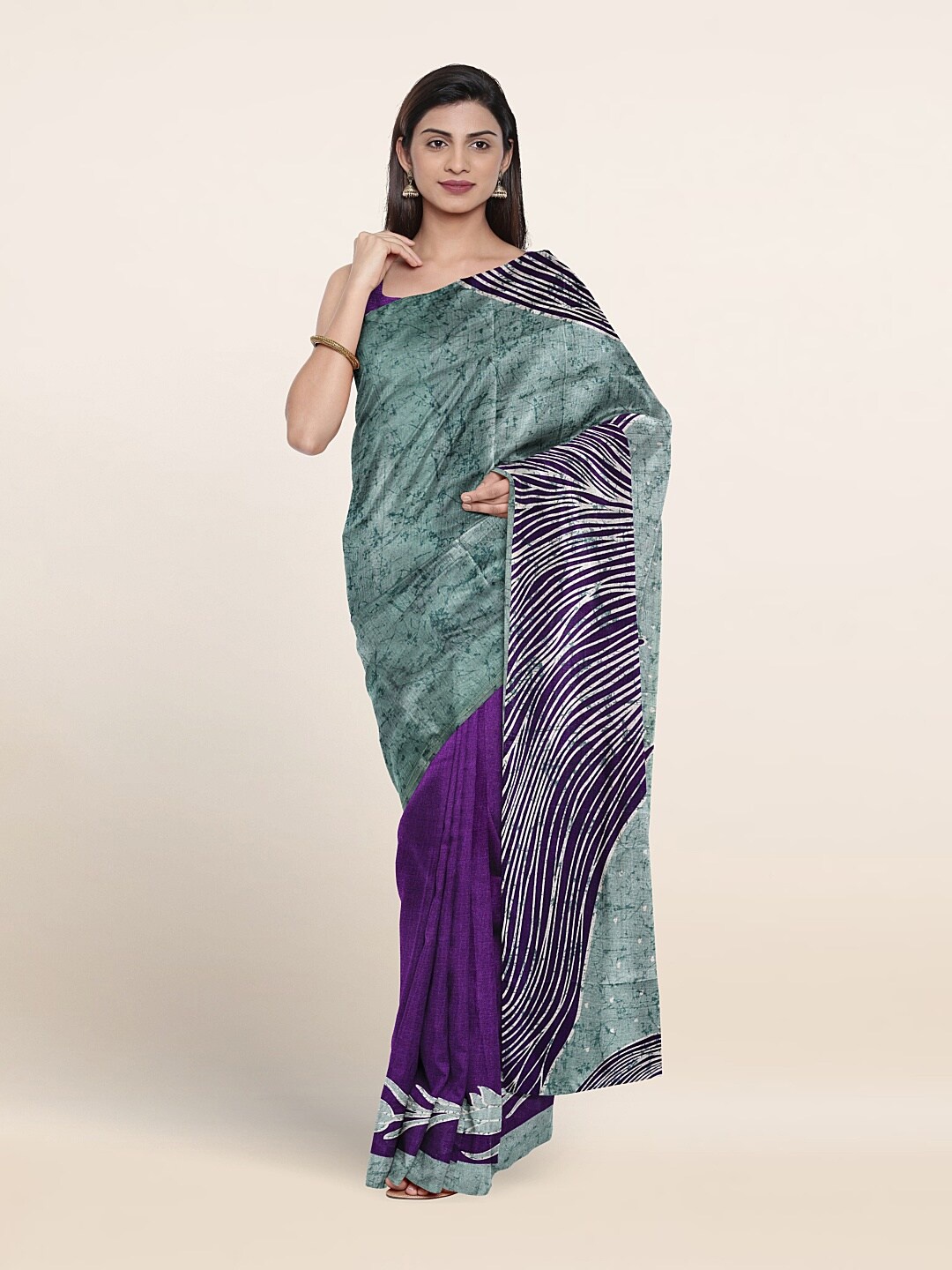 Pothys Floral Printed Saree, Green