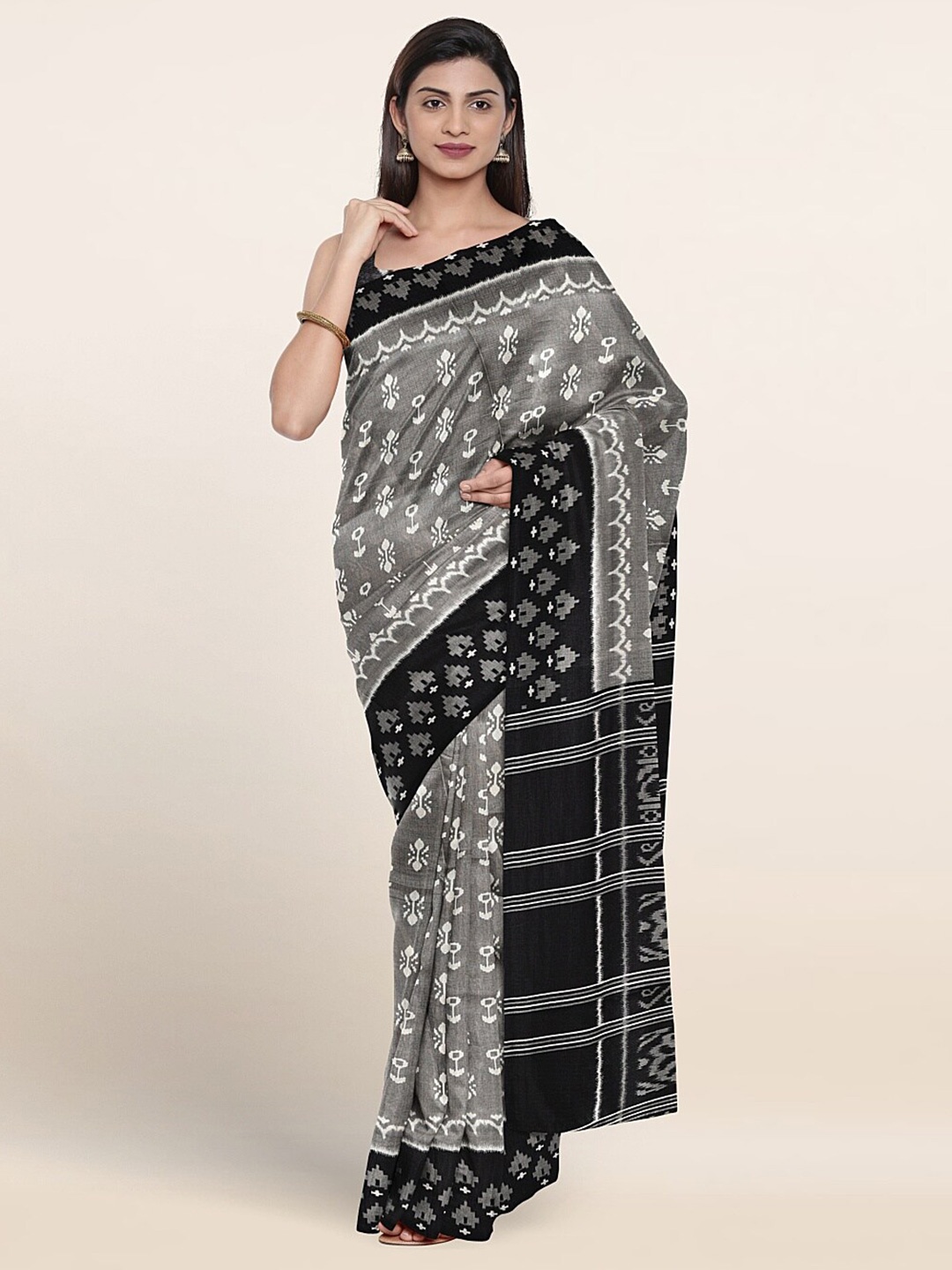 Pothys Ethnic Motifs Printed Saree, Grey