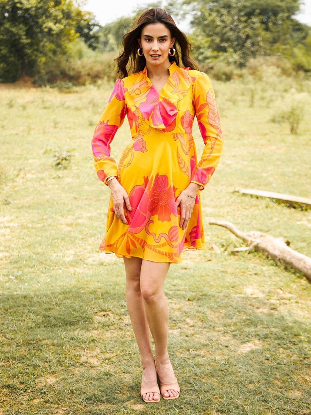 MABISH by Sonal Jain Floral Printed Ruffles Georgette Fit & Flare Mini Dress, Yellow
MABISH by Sonal Jain Floral Printed Ruffles Georgette Fit & Flare Mini Dress, Yellow