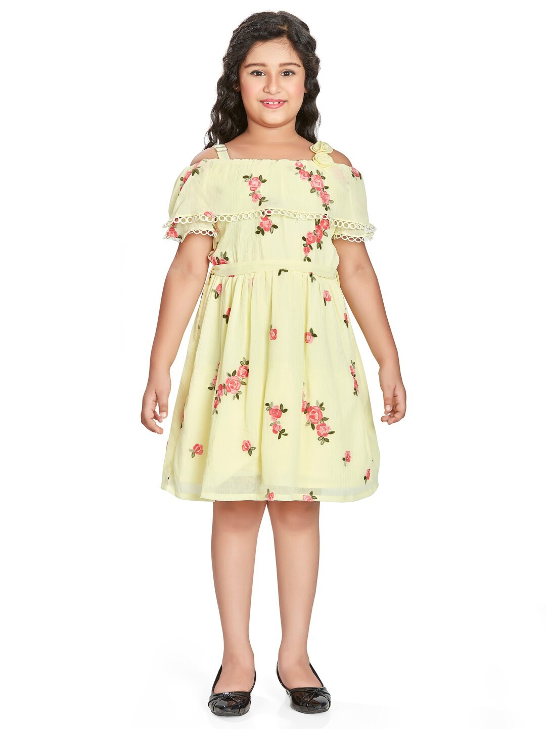 Peppermint Girls Floral Printed Shoulder Straps Ruffles Georgette Fit & Flare Dress, Yellow
Peppermint Girls Floral Printed Shoulder Straps Ruffles Georgette Fit & Flare Dress, Yellow
