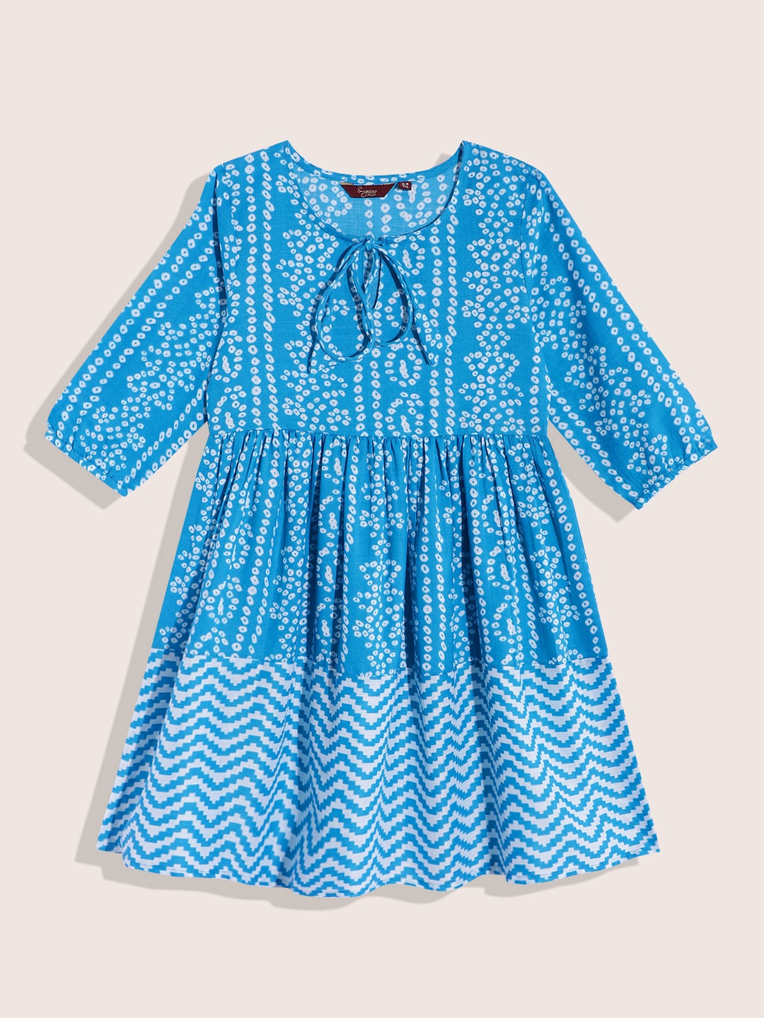 Sangria Girls Bandhani Printed Pure Cotton Pure Cotton Gathered Detail A-Line Dress, Blue
Sangria Girls Bandhani Printed Pure Cotton Pure Cotton Gathered Detail A-Line Dress, Blue