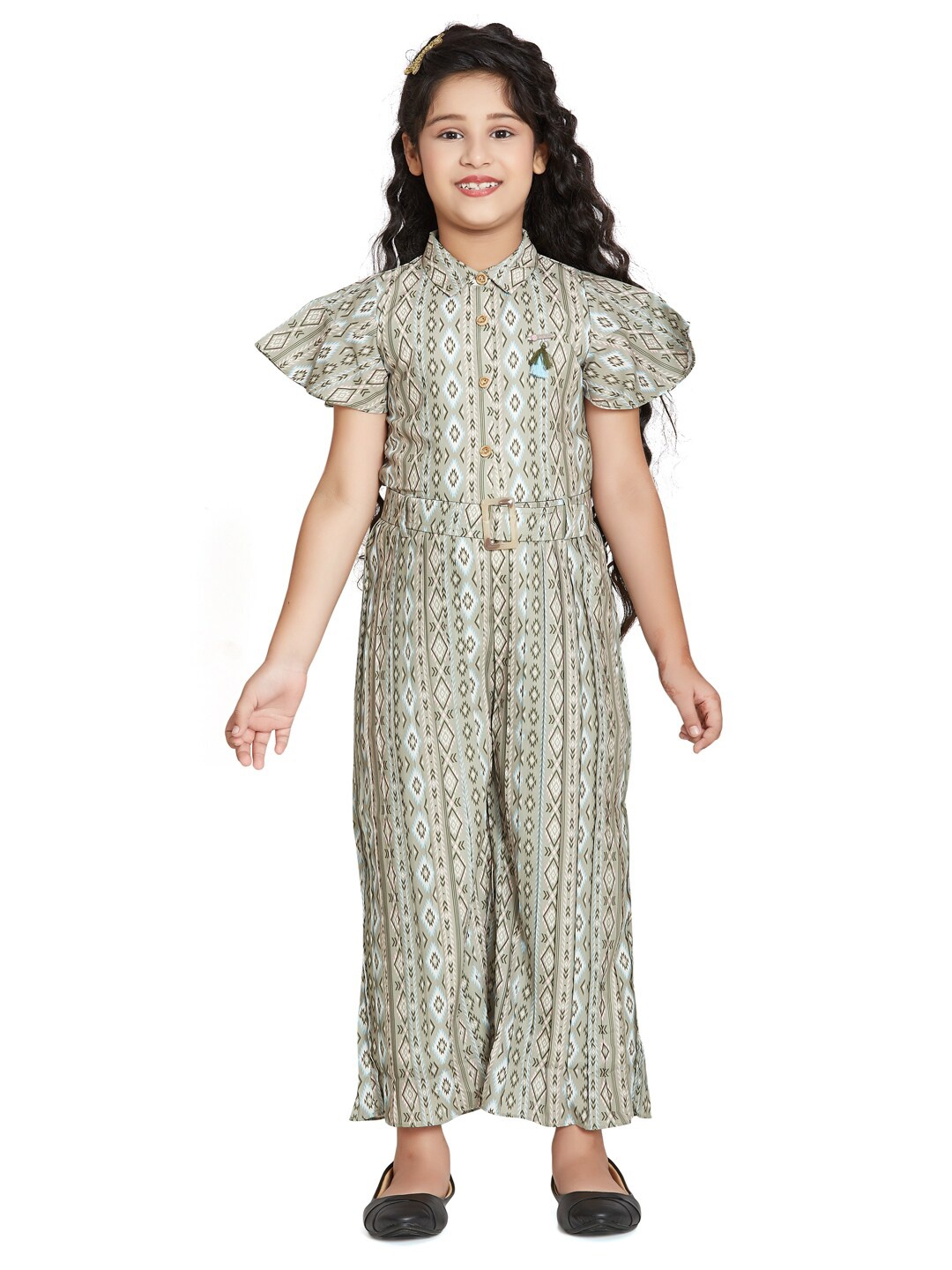Peppermint Girls Ethnic Motifs Printed Shirt Collar Belted Basic Jumpsuit, Green
Peppermint Girls Ethnic Motifs Printed Shirt Collar Belted Basic Jumpsuit, Green