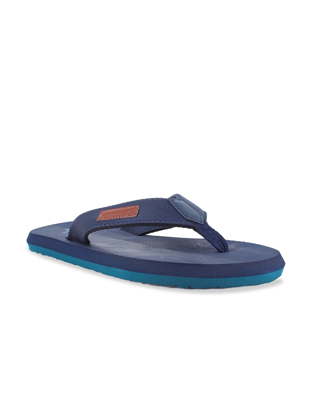 Sparx Men Textured Fabric Thong Flip-Flops, Navy blue