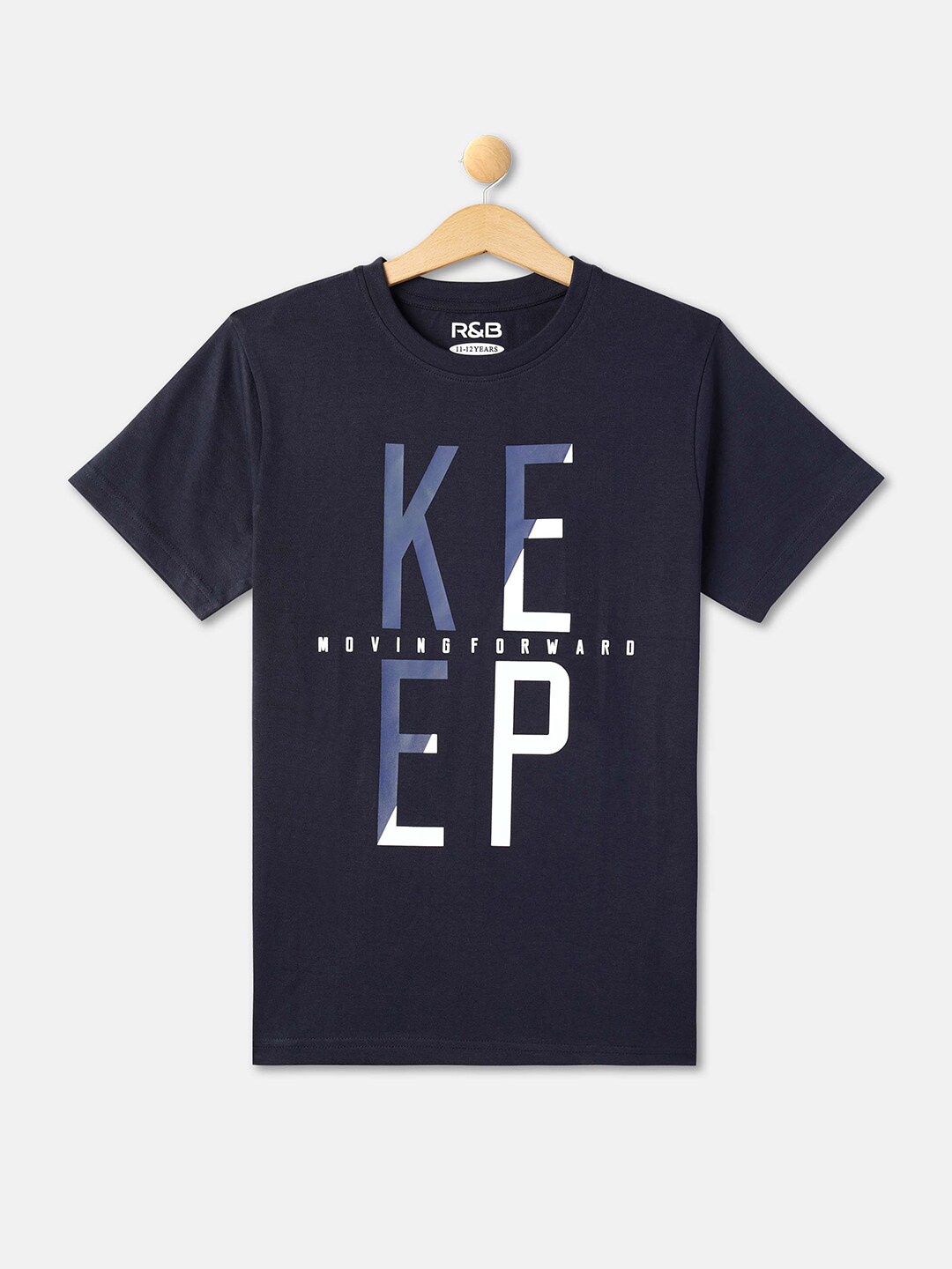 R&B Boys Typography Printed Cotton T-shirt, Blue