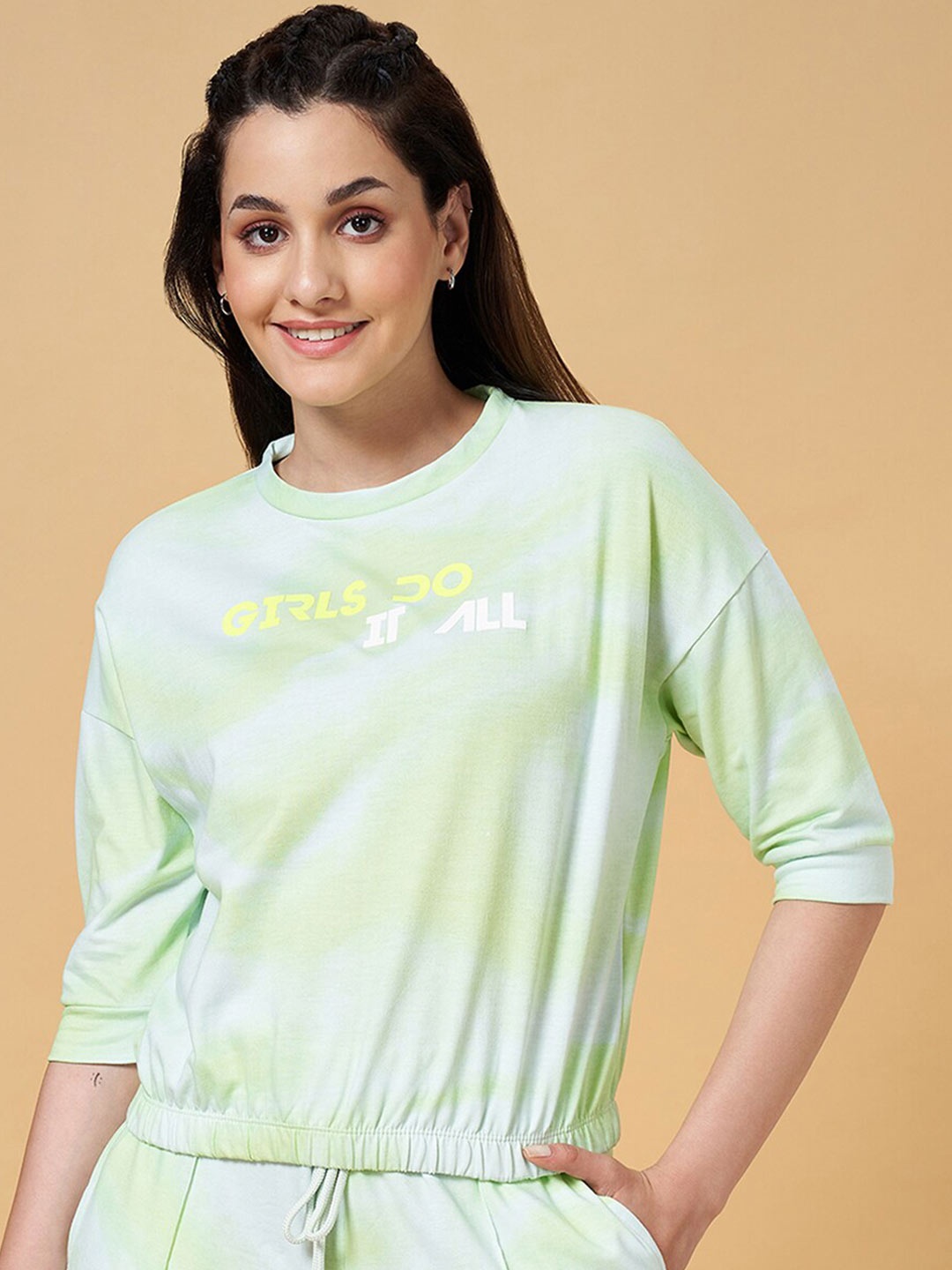 Ajile by Pantaloons Typography Printed Drop-Shoulder Sleeves Relaxed Fit Cotton T-Shirt, Green
Ajile by Pantaloons Typography Printed Drop-Shoulder Sleeves Relaxed Fit Cotton T-Shirt, Green