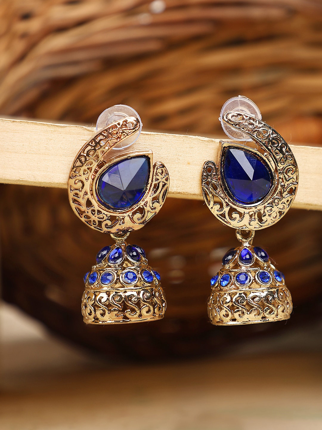 ANIKAS CREATION Gold-Plated Contemporary Jhumkas 
ANIKAS CREATION Gold-Plated Contemporary Jhumkas