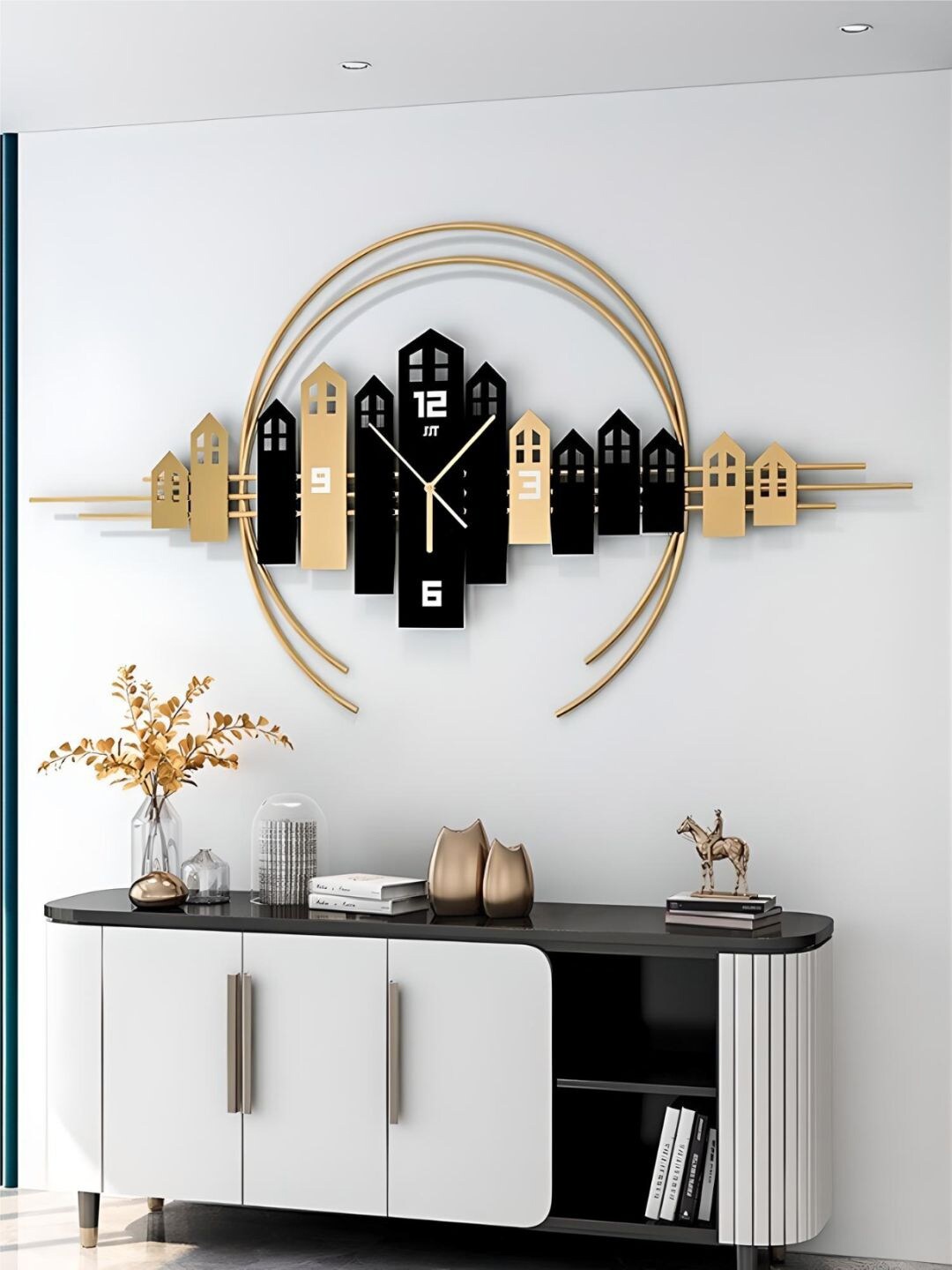 The Art House Black & Gold-Toned Textured Abstract Shaped Contemporary Analogue Wall Clock
The Art House Black & Gold-Toned Textured Abstract Shaped Contemporary Analogue Wall Clock