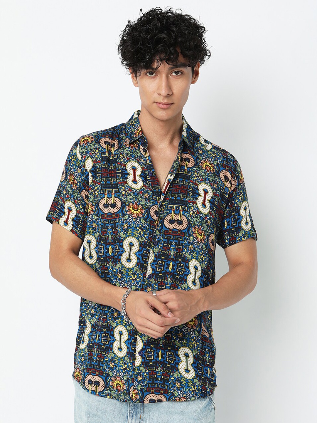 7Shores Classic Ethnic Motifs Printed Spread Collar Short Sleeve Casual Shirt, Blue
7Shores Classic Ethnic Motifs Printed Spread Collar Short Sleeve Casual Shirt, Blue