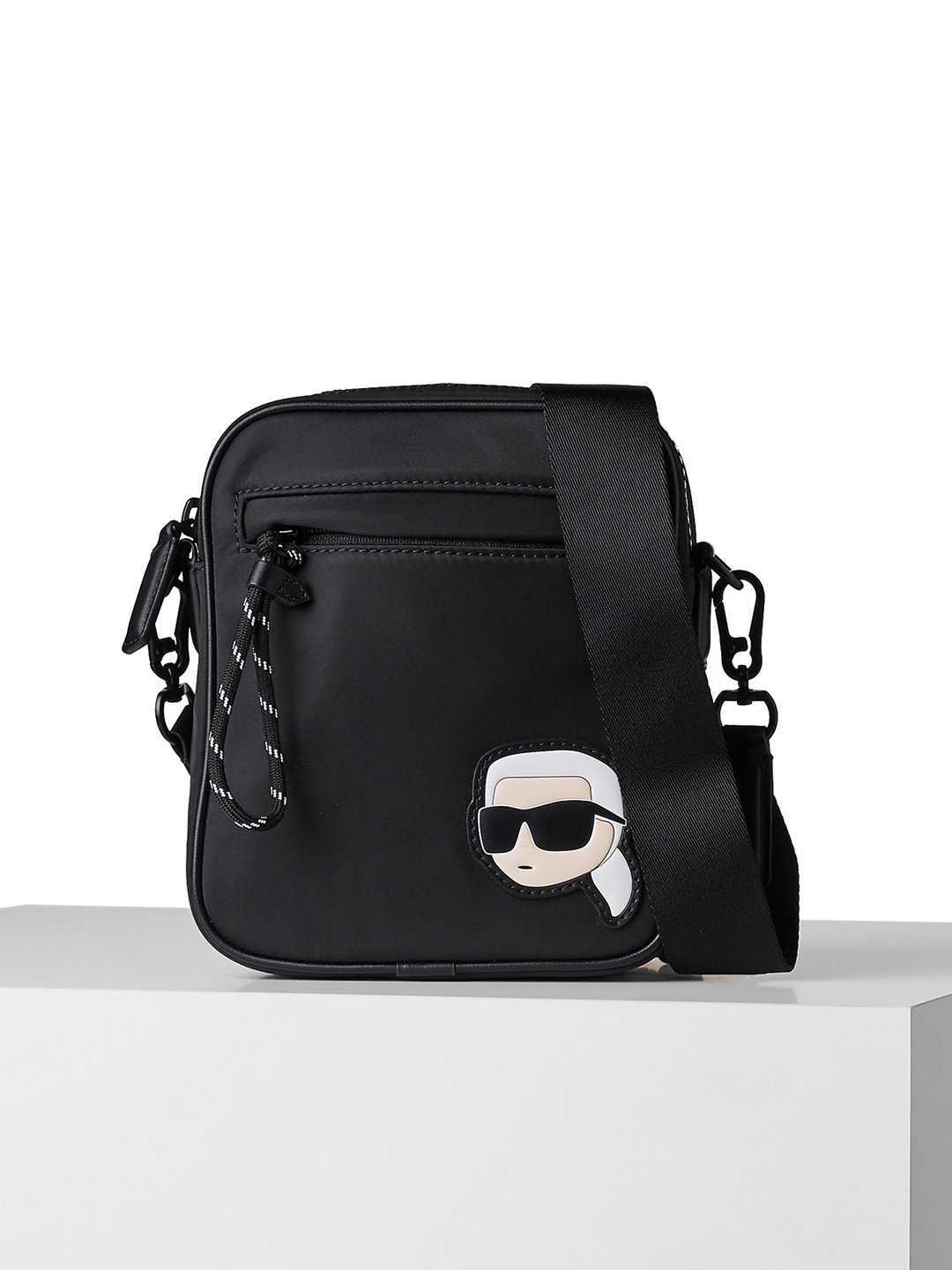 Karl Lagerfeld Printed Structured Sling Bag, Black