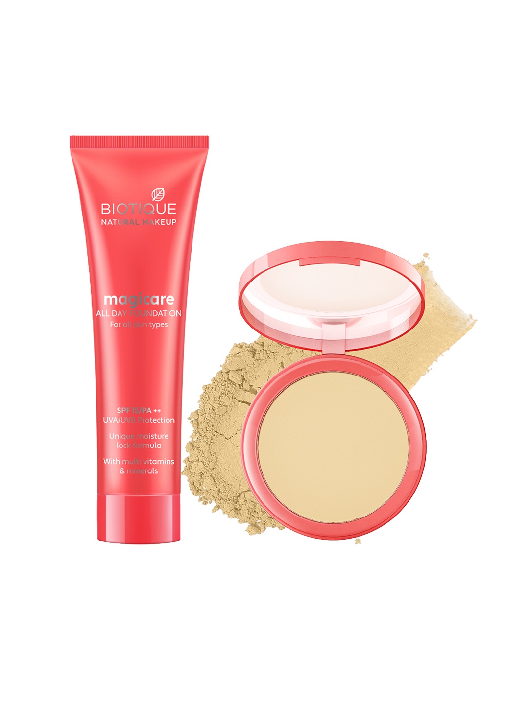 BIOTIQUE NATURAL MAKEUP Magicare Makeup Combo - Foundation 30ml + Compact 8g - Sand, Beige
BIOTIQUE NATURAL MAKEUP Magicare Makeup Combo - Foundation 30ml + Compact 8g - Sand, Beige