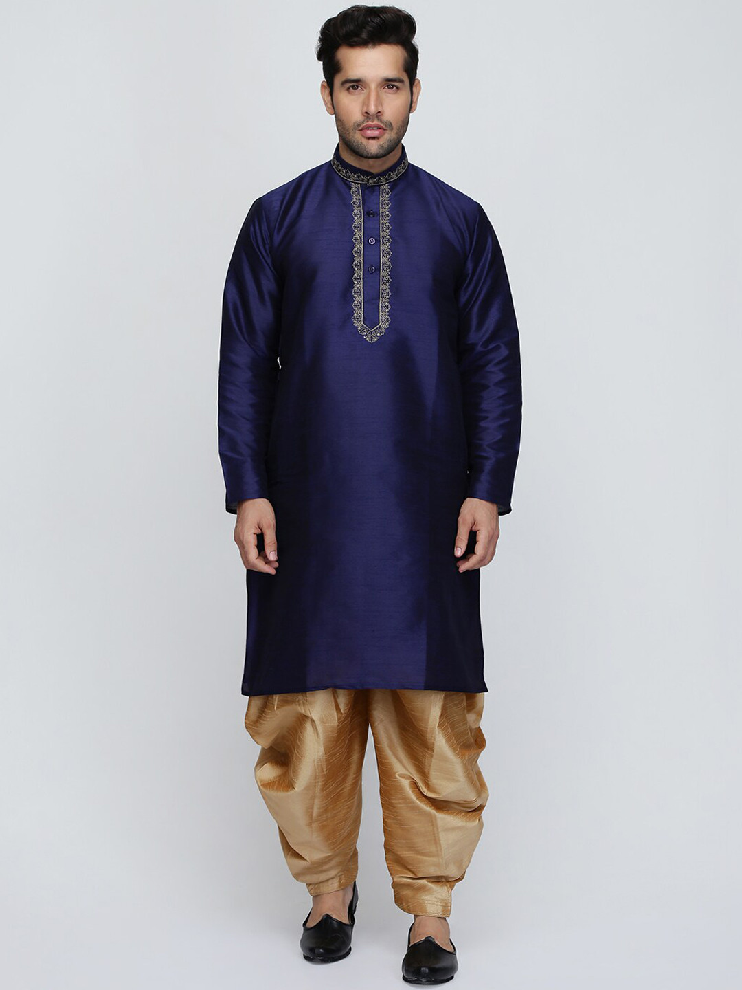 ROYAL KURTA Yoke Design Mandarin Collar Thread Work Dupion Silk Kurta with Patiala, Blue
ROYAL KURTA Yoke Design Mandarin Collar Thread Work Dupion Silk Kurta with Patiala, Blue