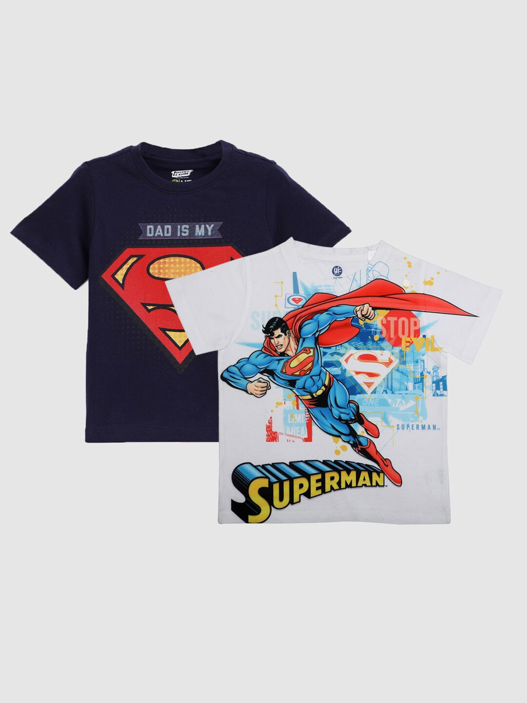 YK Justice League Boys Pack of 2 Superman Printed Round Neck Cotton Casual T-Shirt, White
YK Justice League Boys Pack of 2 Superman Printed Round Neck Cotton Casual T-Shirt, White