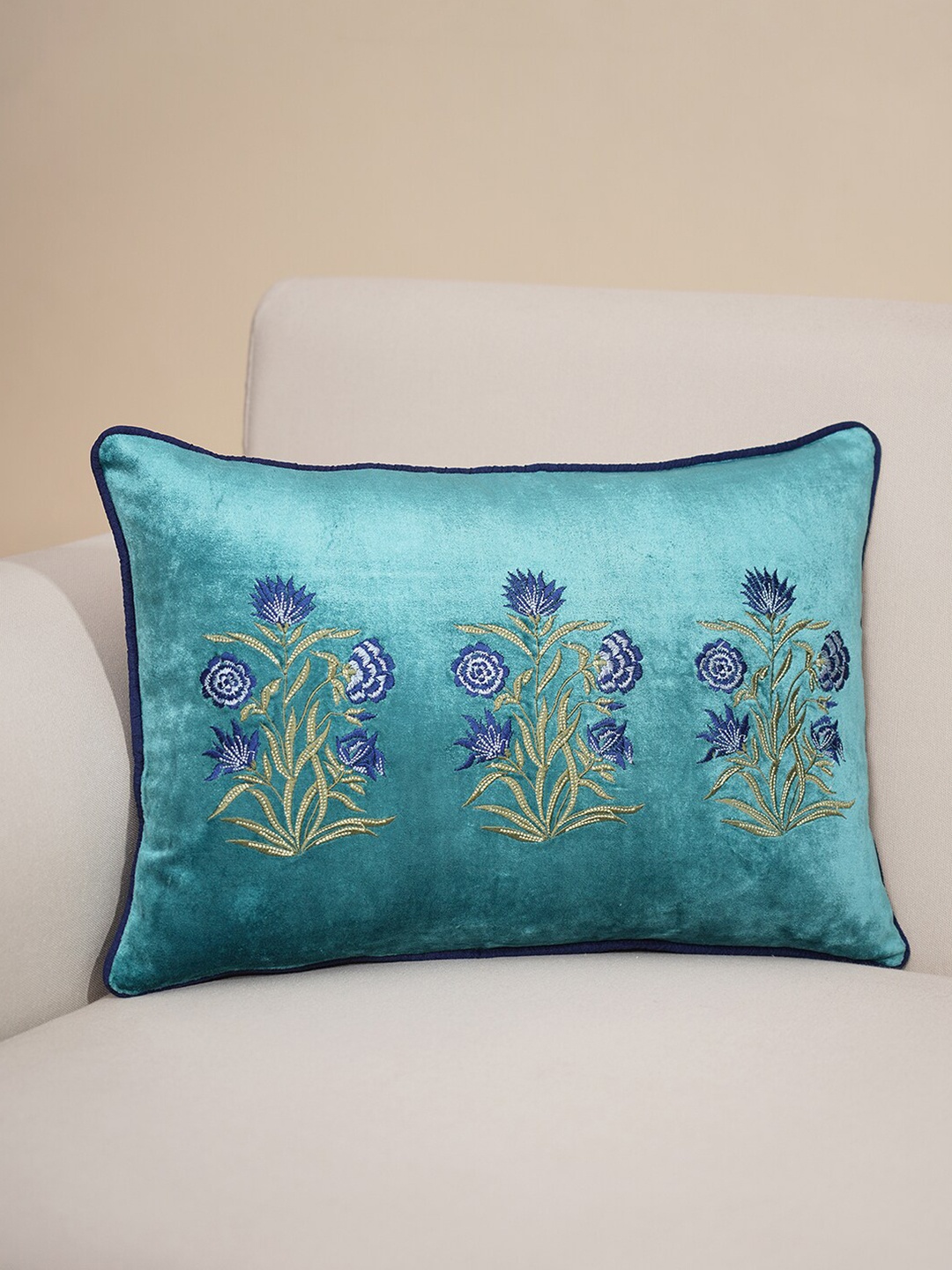 Pure Home and Living Blue & Green Floral Embroidered Velvet Rectangle Cushion Cover
Pure Home and Living Blue & Green Floral Embroidered Velvet Rectangle Cushion Cover