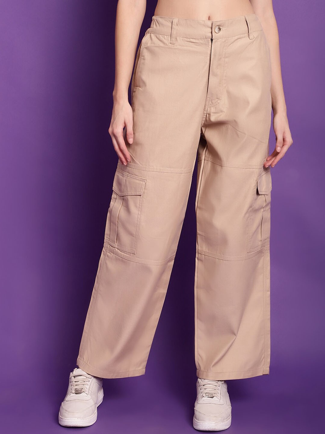 TAG 7 Women Relaxed Straight Leg Straight Fit High Rise Cotton Cargos Trousers, Khaki
TAG 7 Women Relaxed Straight Leg Straight Fit High Rise Cotton Cargos Trousers, Khaki