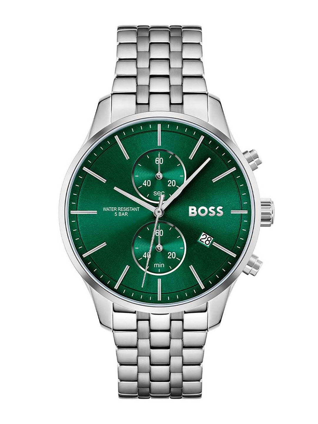 BOSS Men Textured Dial & Bracelet Style Straps Analogue Chronograph Watch 1513975, Green
BOSS Men Textured Dial & Bracelet Style Straps Analogue Chronograph Watch 1513975, Green