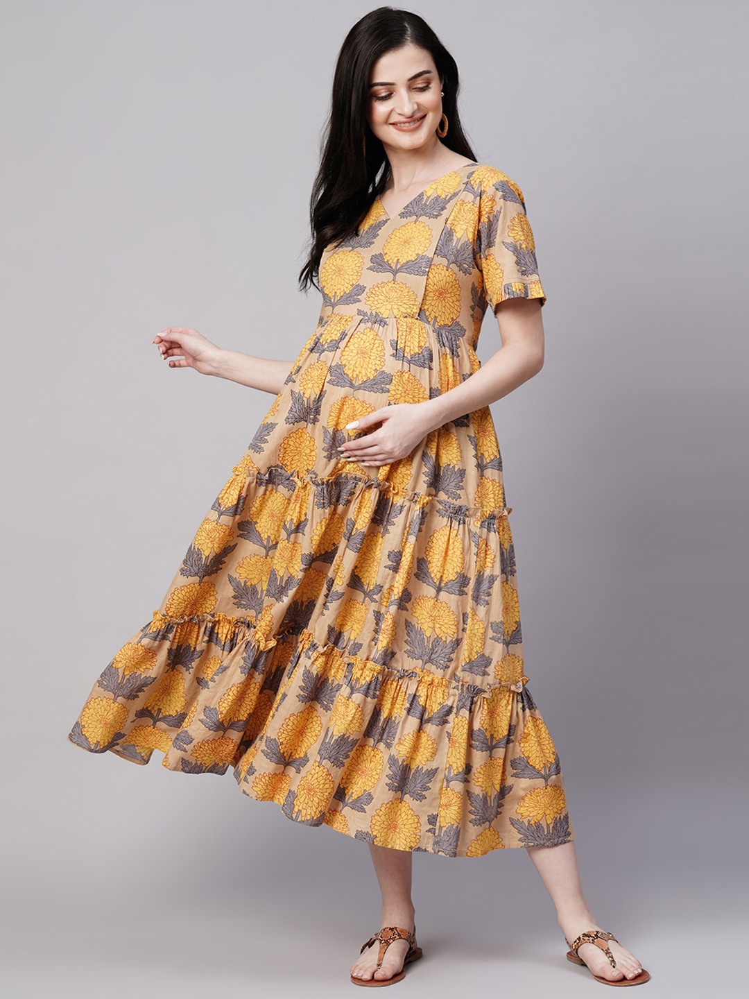 Aanyor Florals Print Gathered Detail Cotton Maternity Fit and Flare Dress, Yellow
Aanyor Florals Print Gathered Detail Cotton Maternity Fit and Flare Dress, Yellow