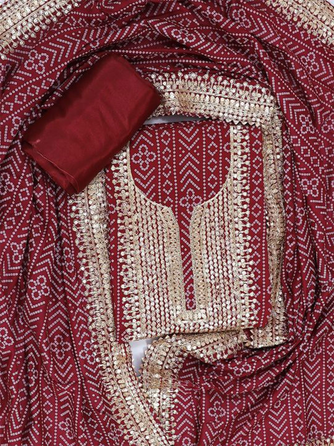 SALWAR STUDIO Bandhani Printed Gotta Patti Pure Cotton Unstitched Dress Material, Maroon
SALWAR STUDIO Bandhani Printed Gotta Patti Pure Cotton Unstitched Dress Material, Maroon